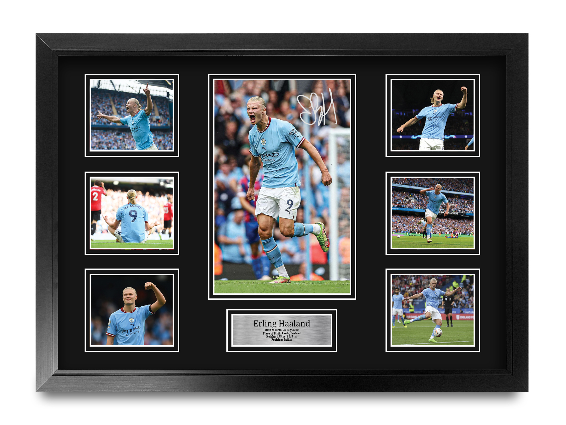 Erling Haaland Manchester City gerahmtes gedrucktes Autogrammbild für Fußballfan - Bild 25 von 58
