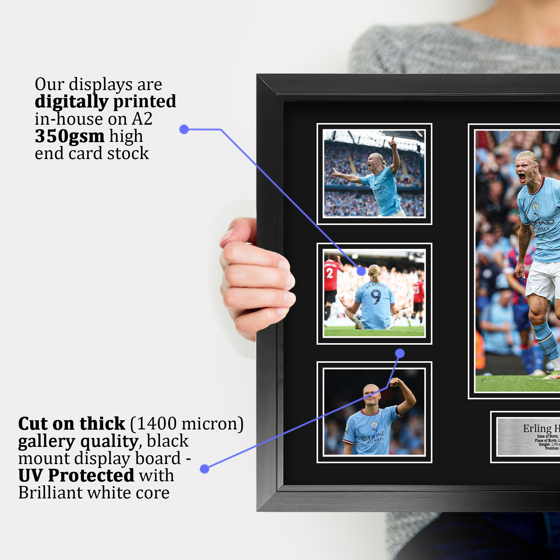 Erling Haaland Manchester City gerahmtes gedrucktes Autogrammbild für Fußballfan - Bild 27 von 58