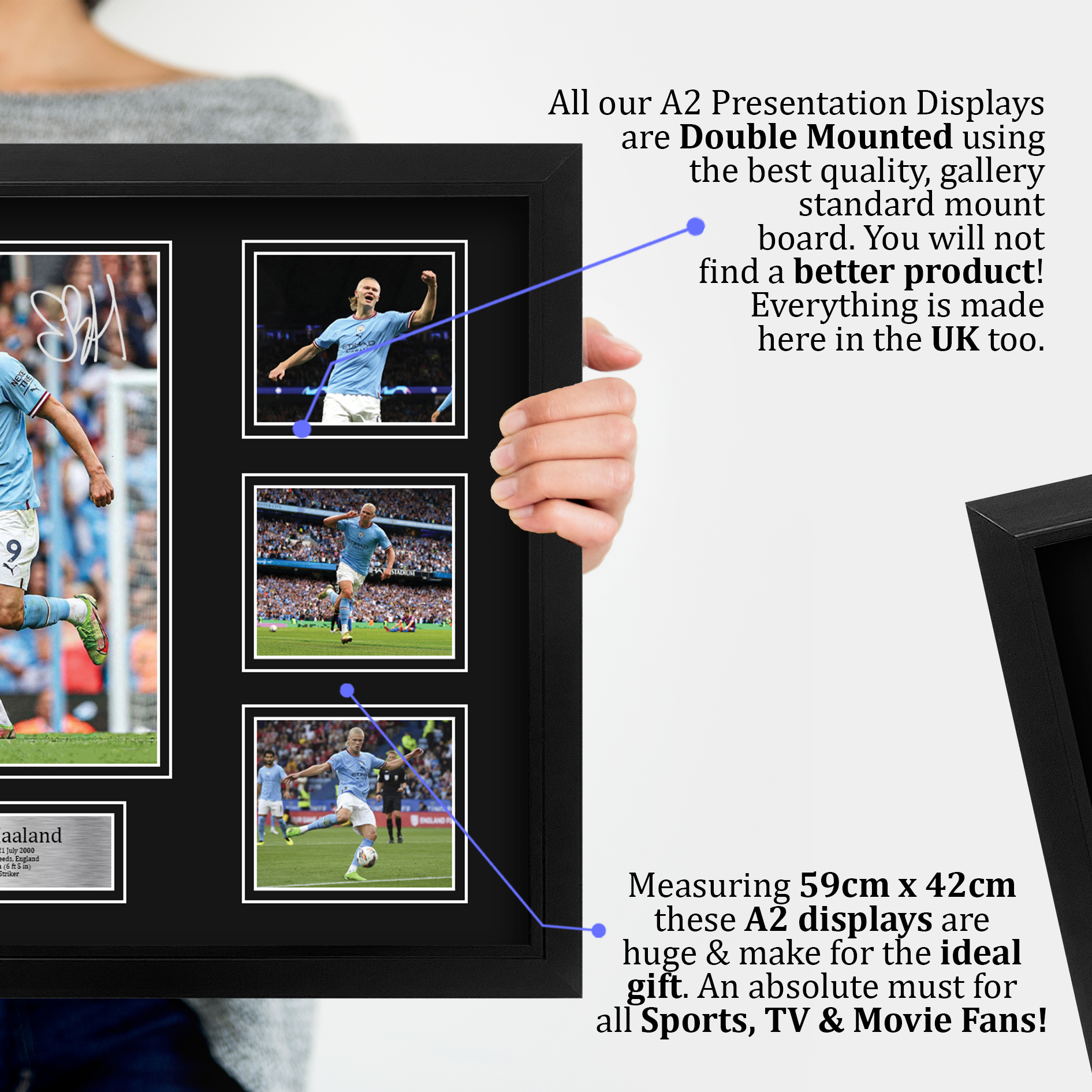Erling Haaland Manchester City gerahmtes gedrucktes Autogrammbild für Fußballfan - Bild 28 von 58