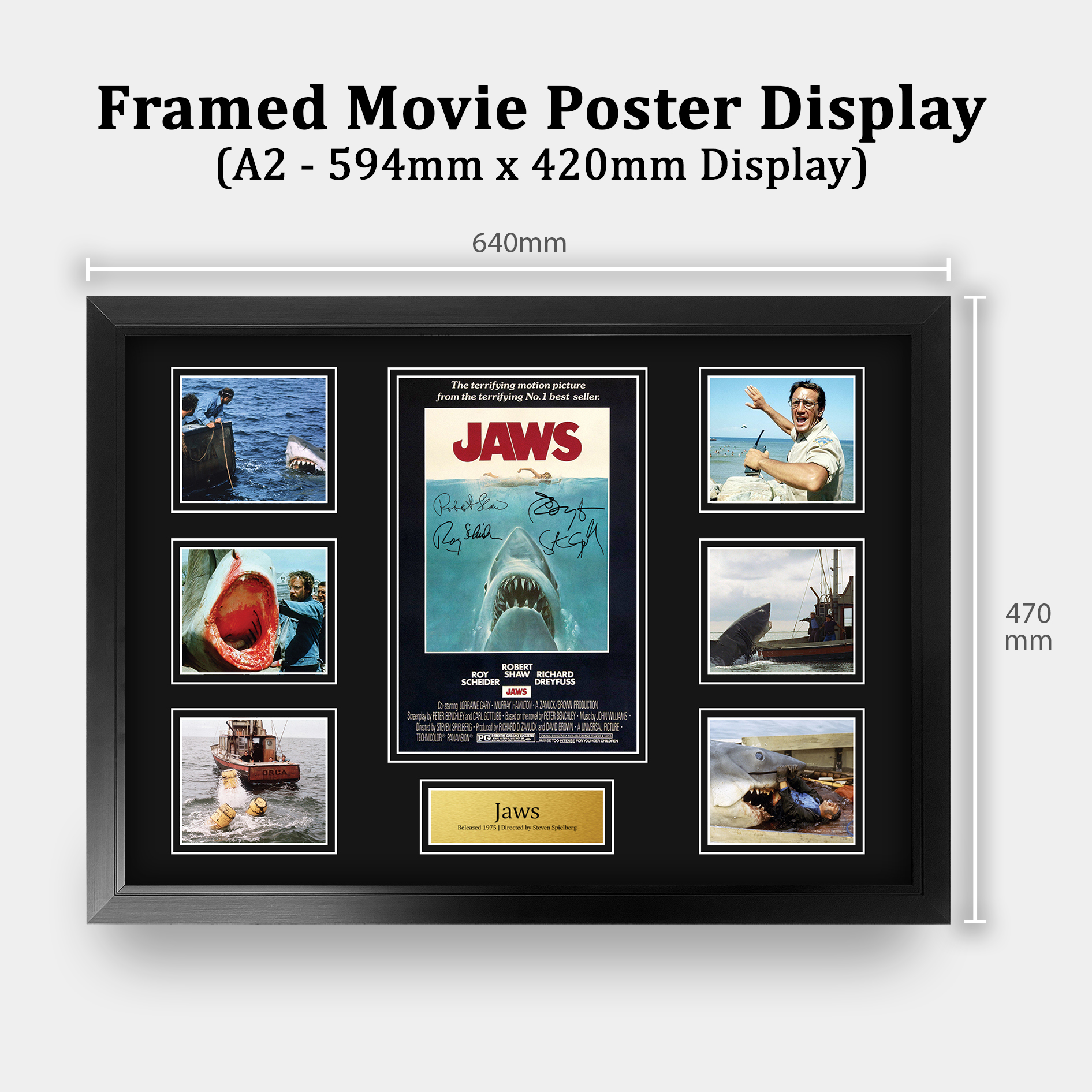 Jaws Ideal Gift Printed Framed Autograph Picture to Movie Memorabilia Fans - Picture 26 of 80