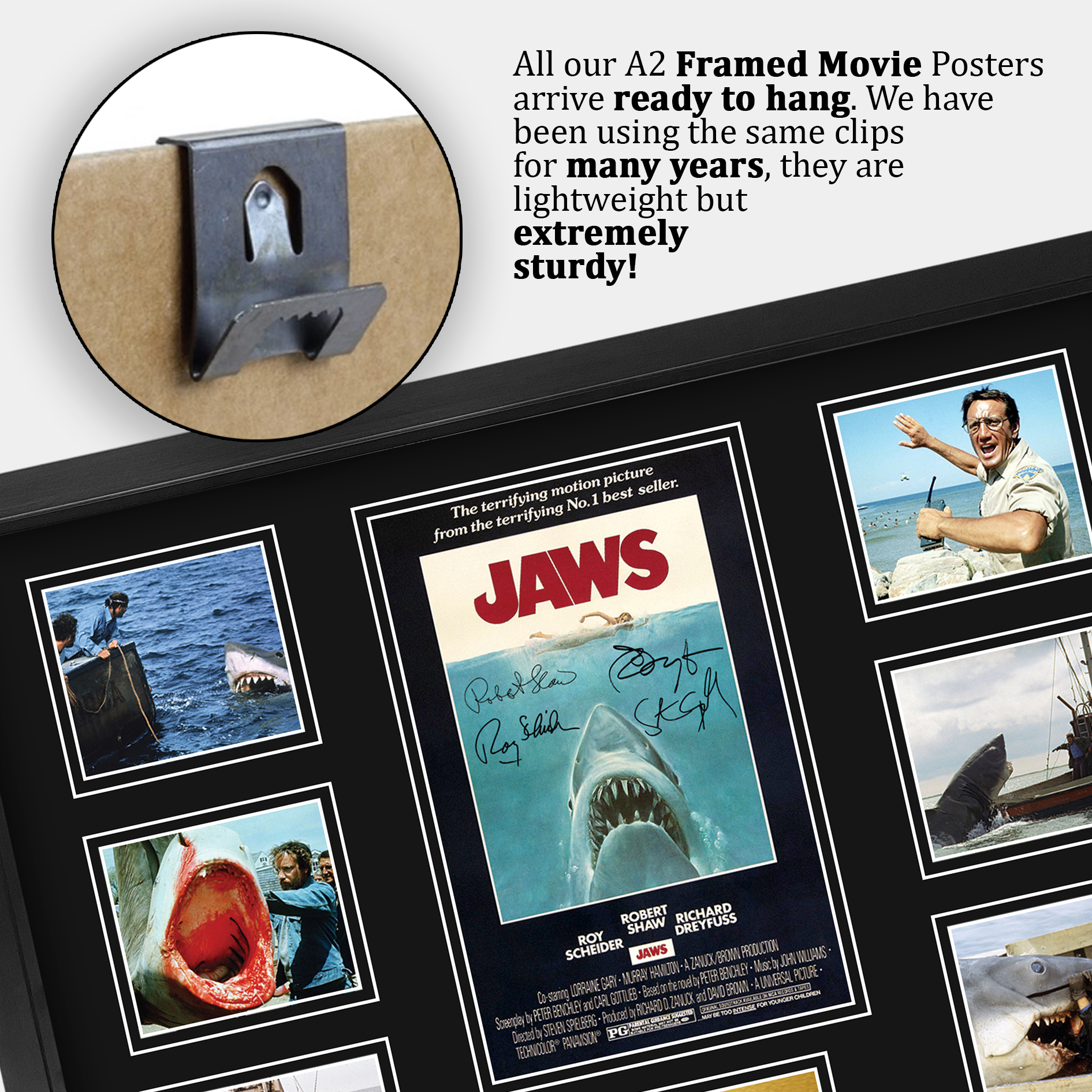 Jaws Ideal Gift Printed Framed Autograph Picture to Movie Memorabilia Fans - Picture 29 of 80