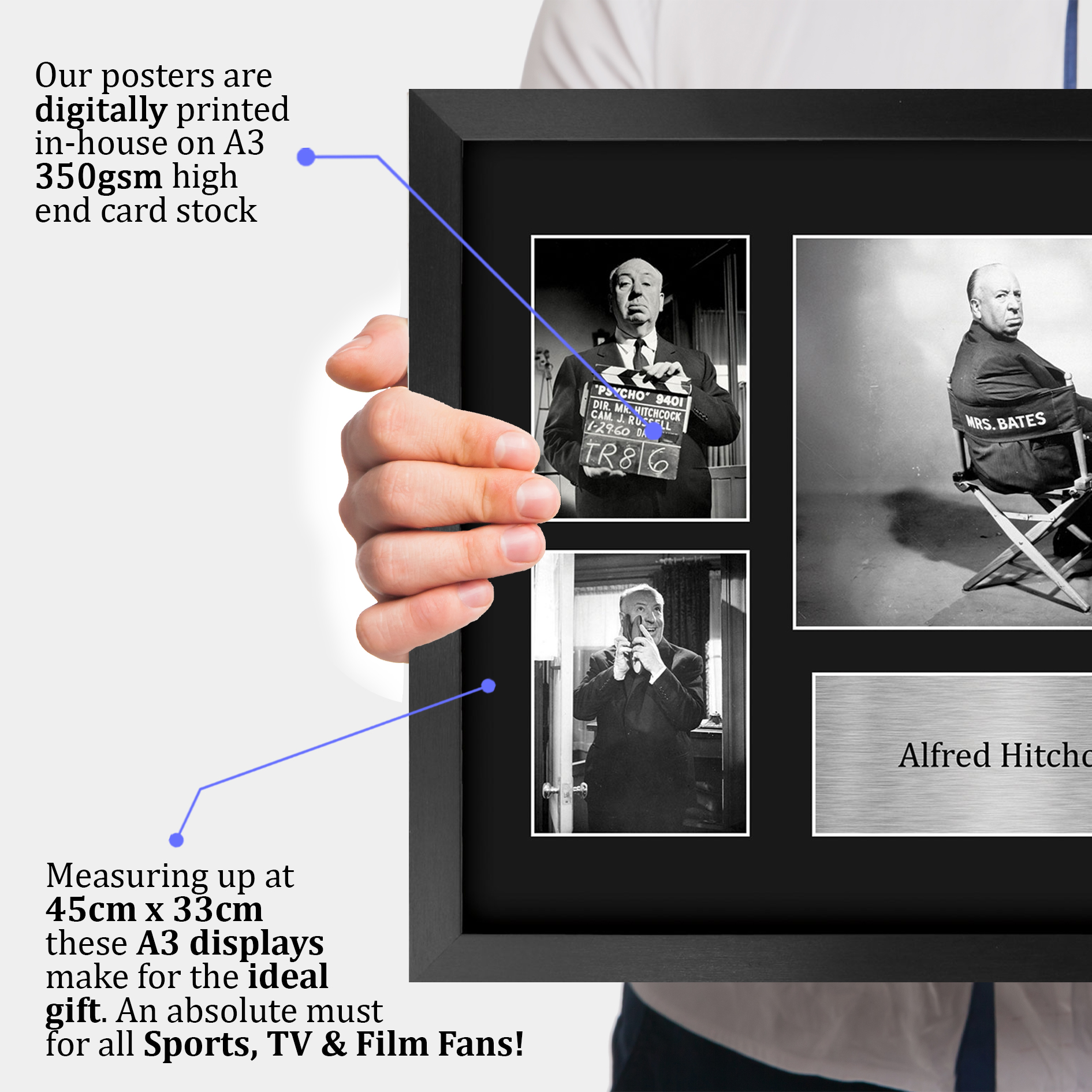 Alfred Hitchcock Psycho Gift Idea Framed Autograph Picture Print to Movie Fans - Picture 20 of 24