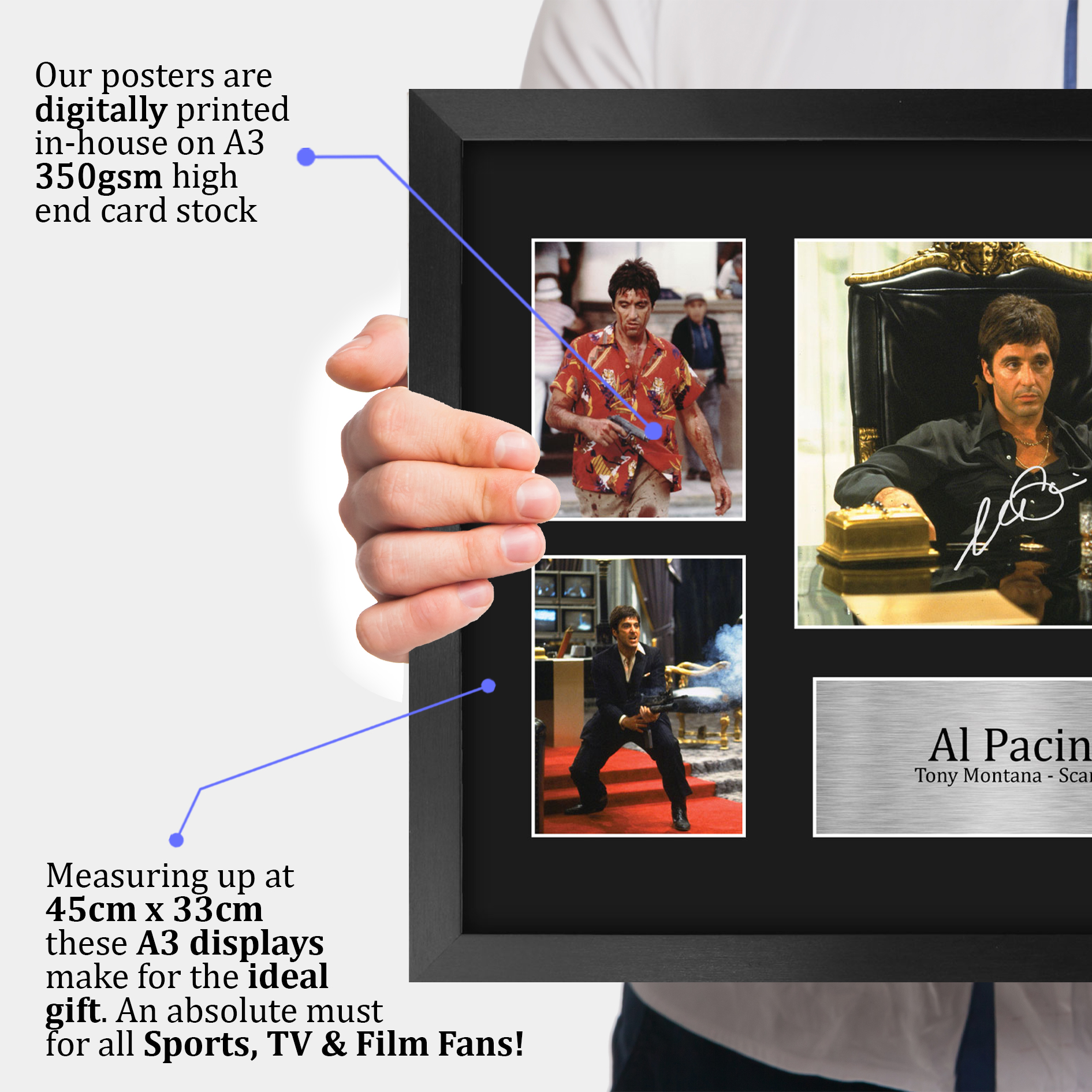 Scarface Ideal Gift Printed Framed Autograph Picture to Movie Memorabilia Fans - Picture 12 of 59