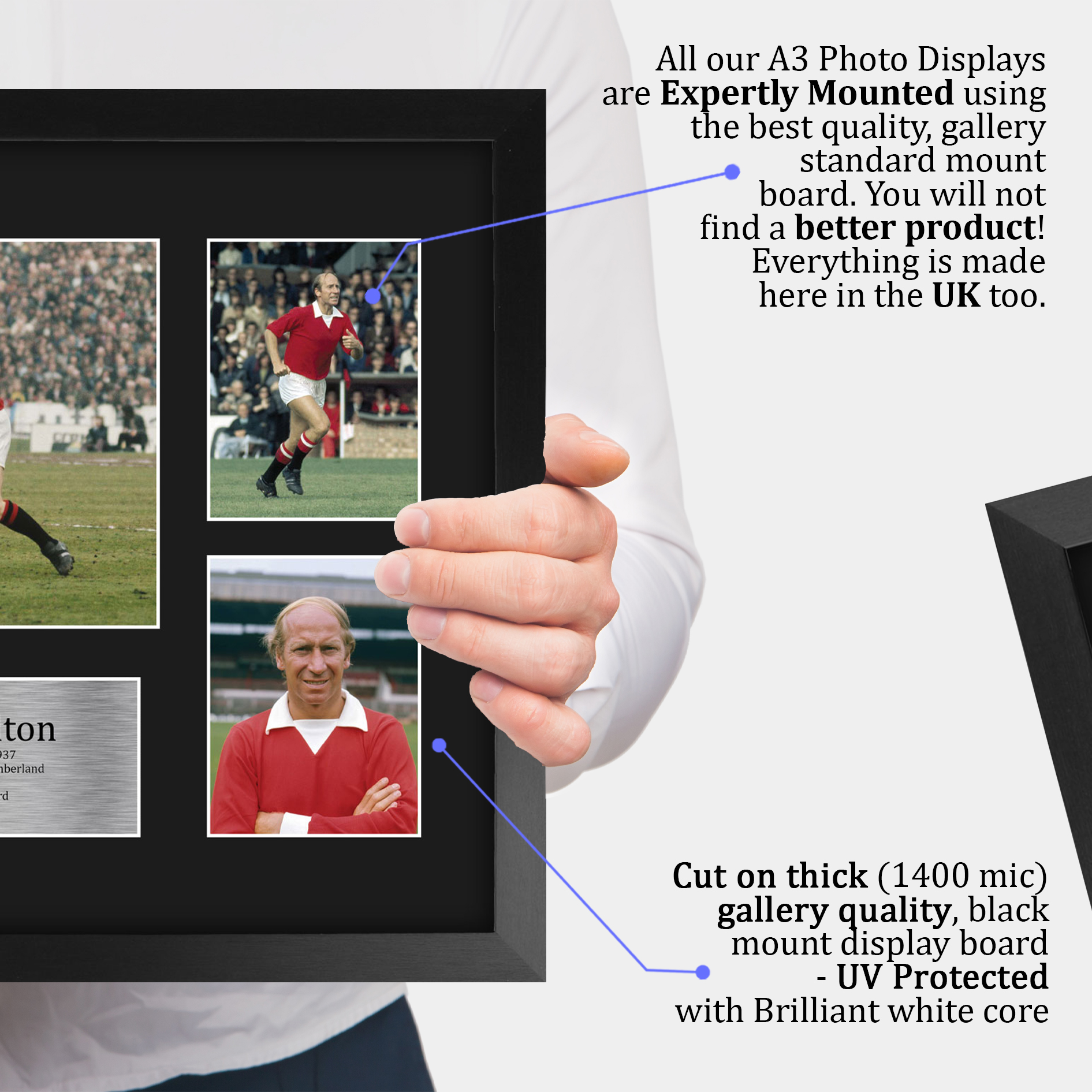 Foto Stampata Con Autografo Di Sir Bobby Charlton – Poster A3 Incorniciato, Regalo Per Appassionati Di Calcio