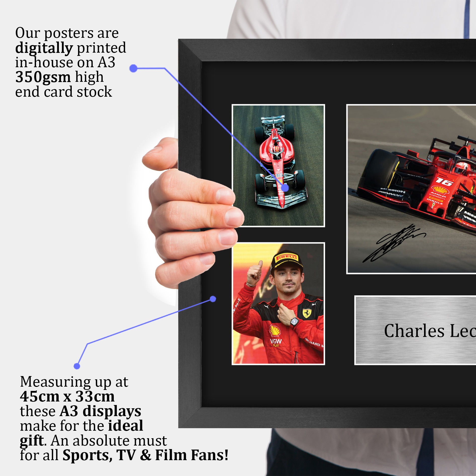 Charles Leclerc ottima idea regalo stampe fotografiche incorniciate per appassionati di F1 Formula 1 - Foto 19 di 31