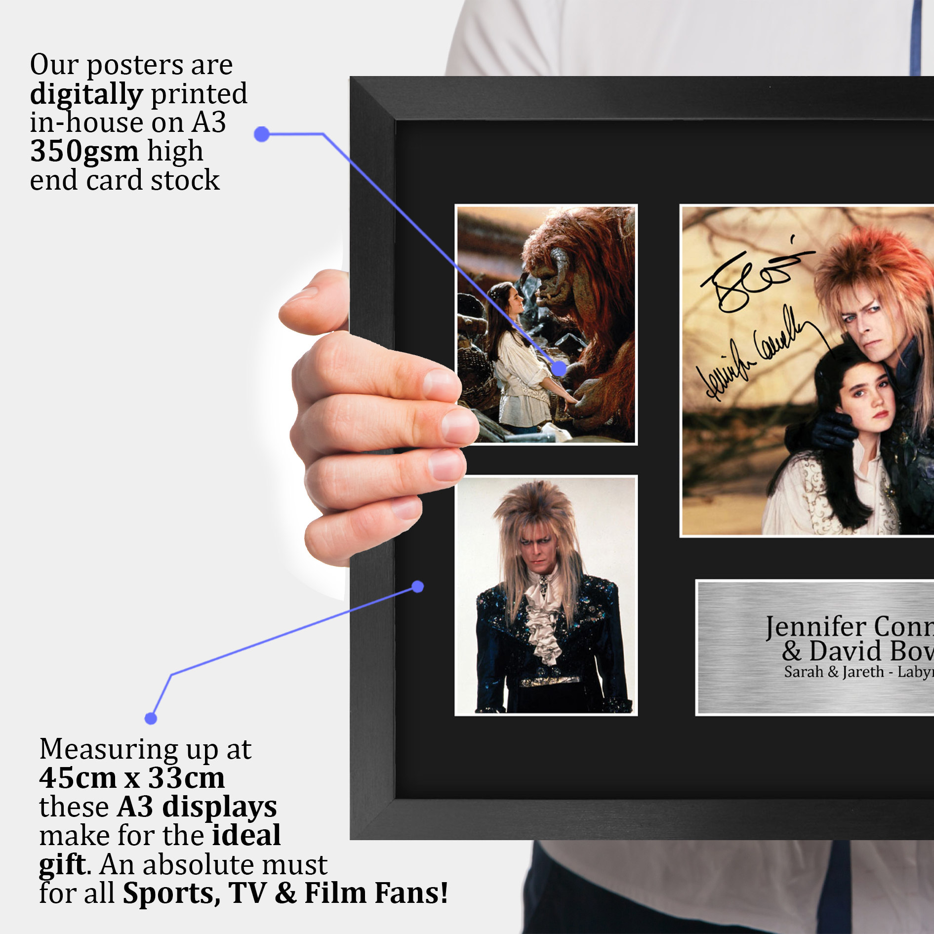 Labyrinth Ideal Gift Printed Framed Autograph Picture to Movie Memorabilia Fans - Picture 11 of 45