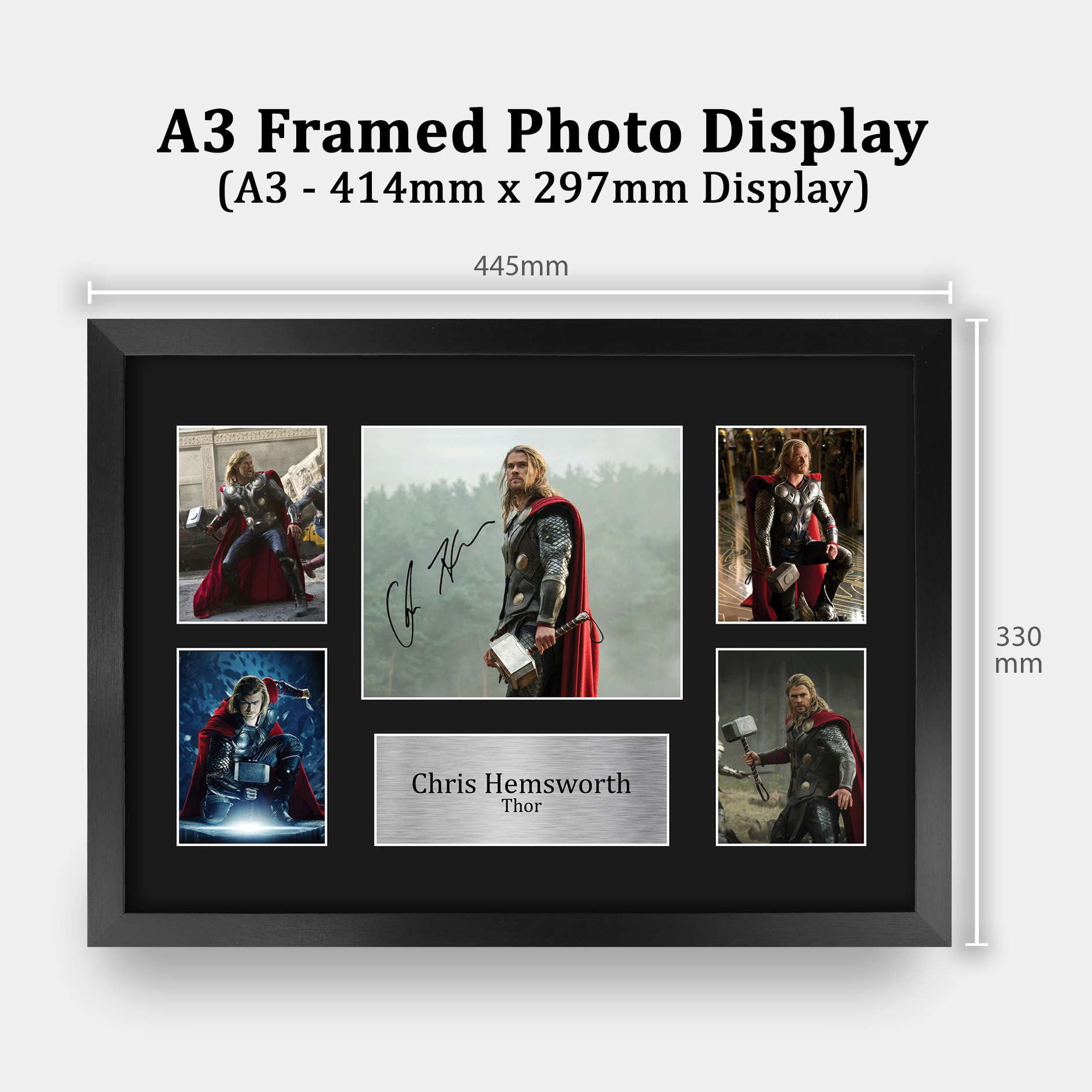 Chris Hemsworth Signed A4 Framed Printed Autograph Print Thor