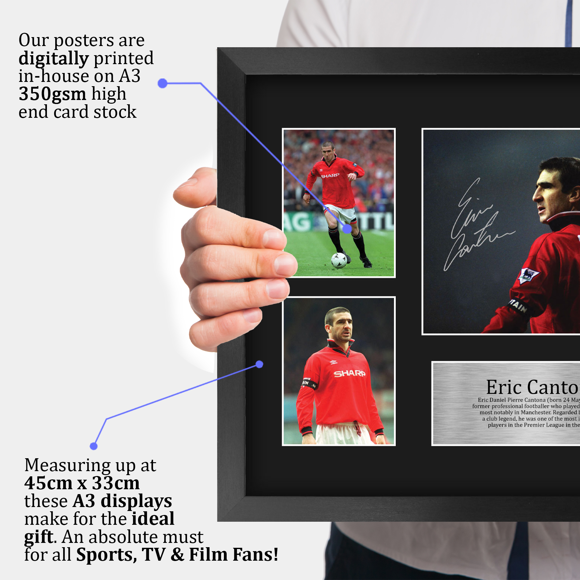 Eric Cantona Firmado A4 A3 Enmarcado Impreso Autógrafo Manchester United Impreso Regalo - Imagen 20 de 24