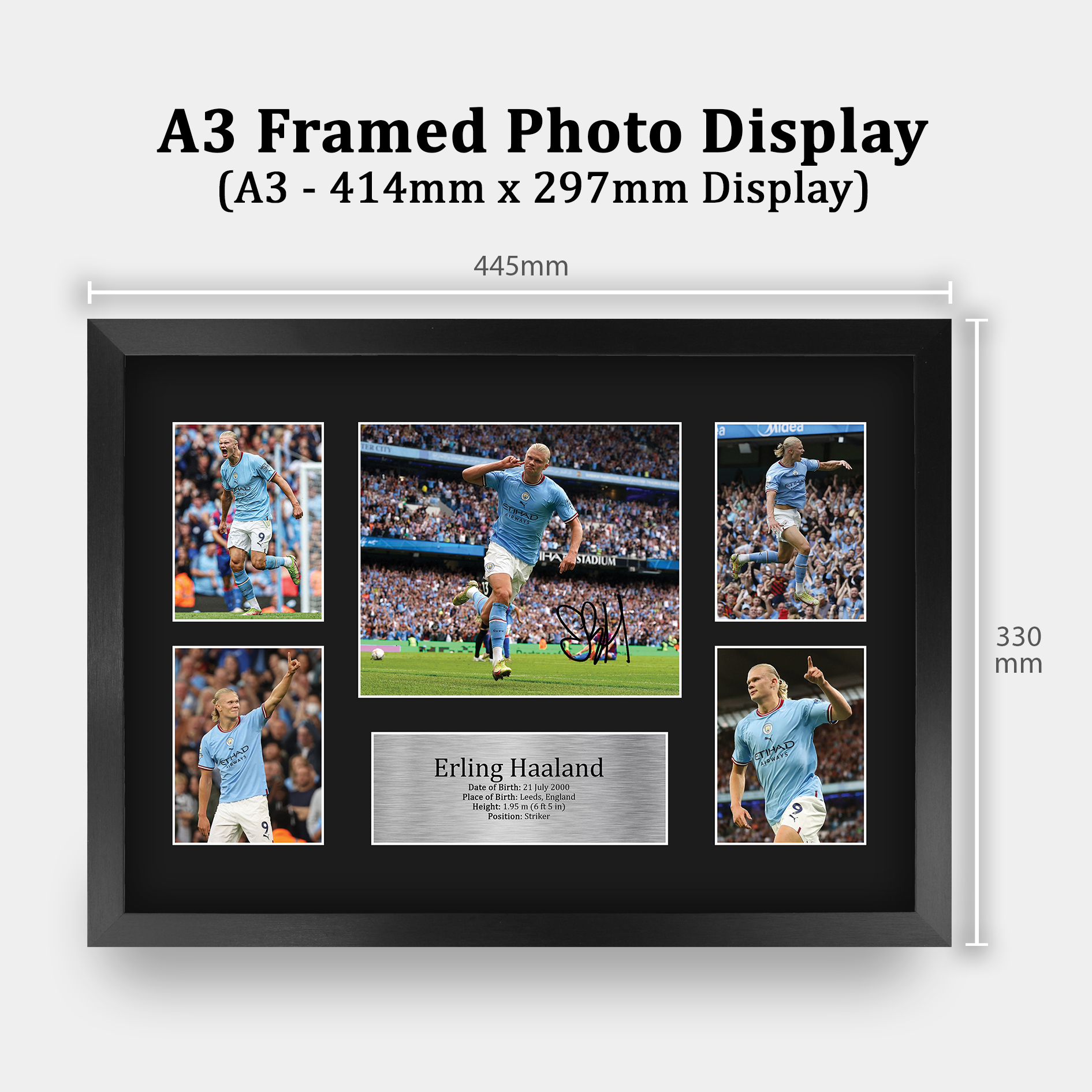 Erling Haaland Manchester City gerahmtes gedrucktes Autogrammbild für Fußballfan - Bild 3 von 58