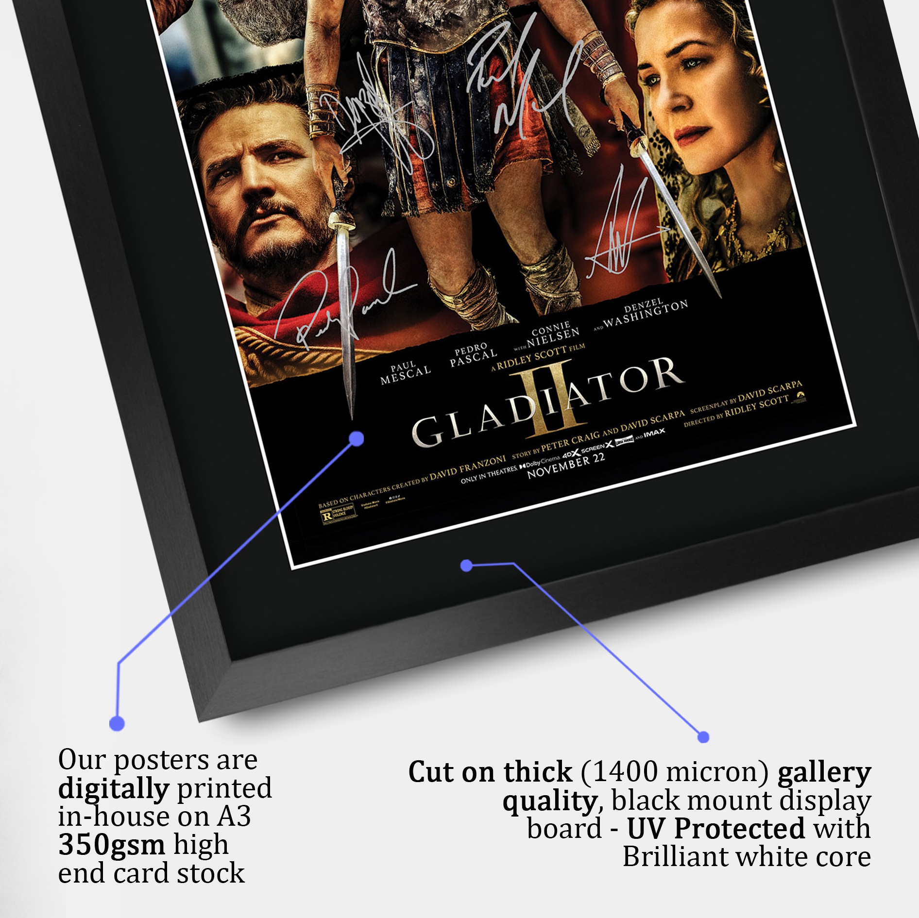 Gladiator Gift Poster Framed Autograph Picture Print for Movie Memorabilia Fans - Foto 12 di 17
