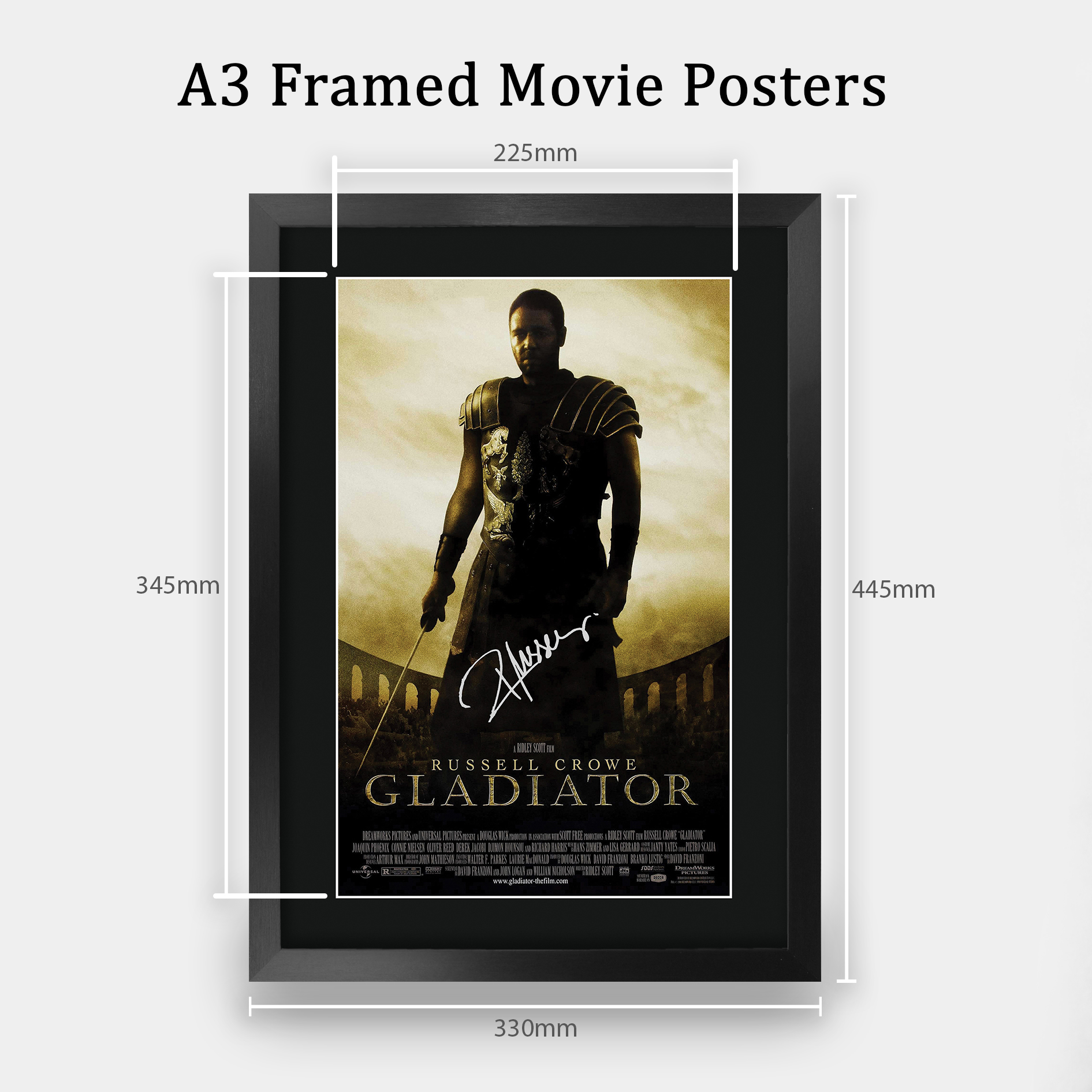 Gladiator Gift Poster Framed Autograph Picture Print for Movie Memorabilia Fans - Foto 3 di 17