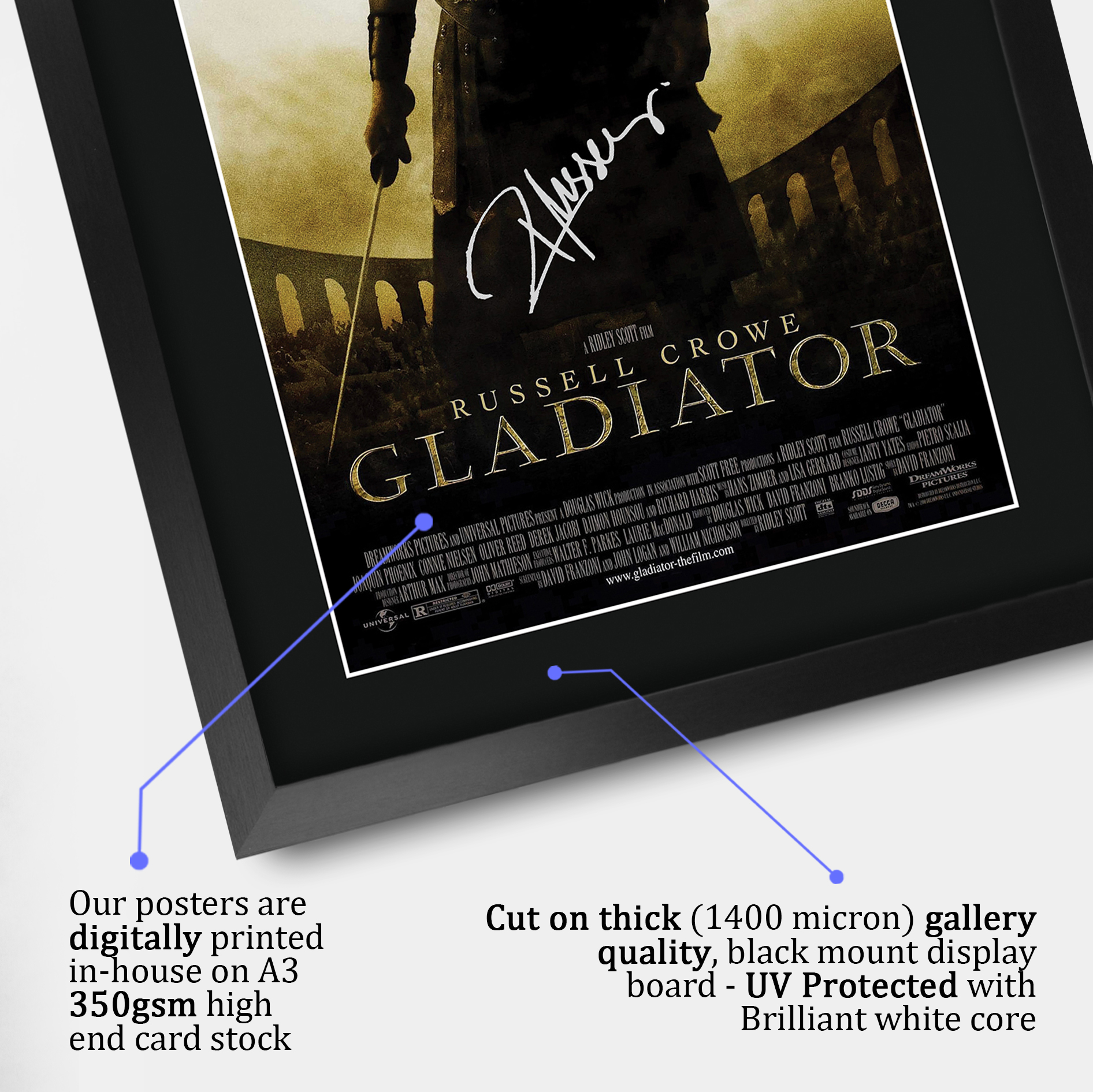 Gladiator Gift Poster Framed Autograph Picture Print for Movie Memorabilia Fans - Foto 5 di 17