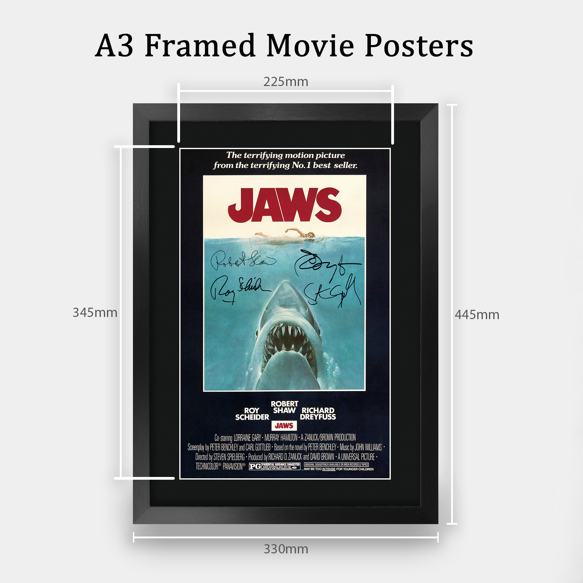 Jaws Ideal Gift Printed Framed Autograph Picture to Movie Memorabilia Fans - Picture 33 of 80