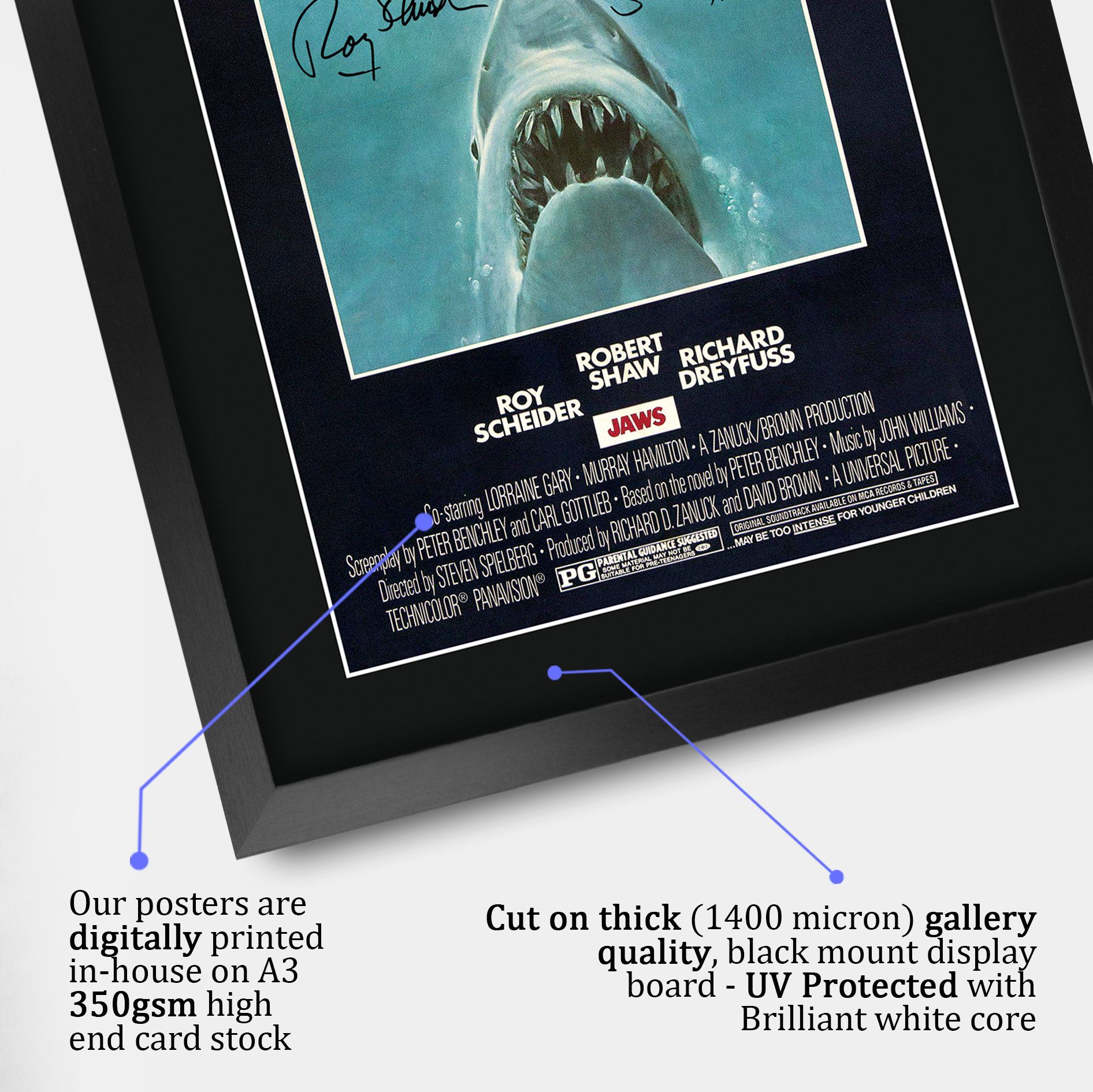 Jaws Ideal Gift Printed Framed Autograph Picture to Movie Memorabilia Fans - Picture 35 of 80