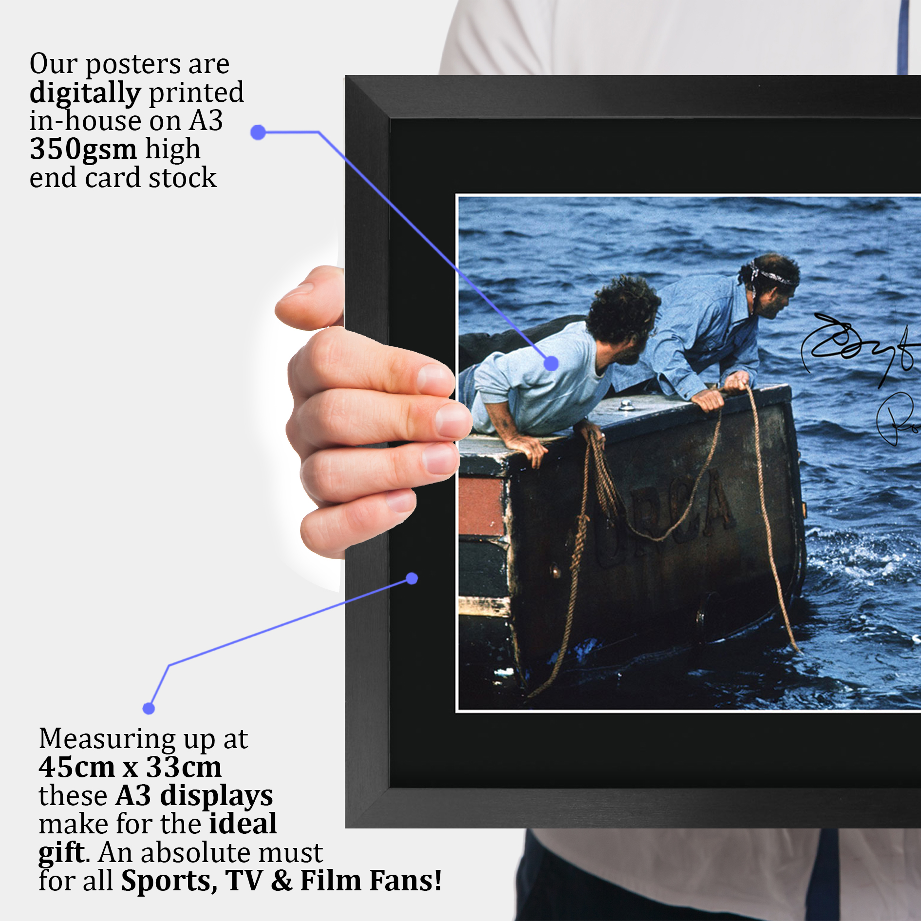Jaws Ideal Gift Printed Framed Autograph Picture to Movie Memorabilia Fans - Picture 12 of 80