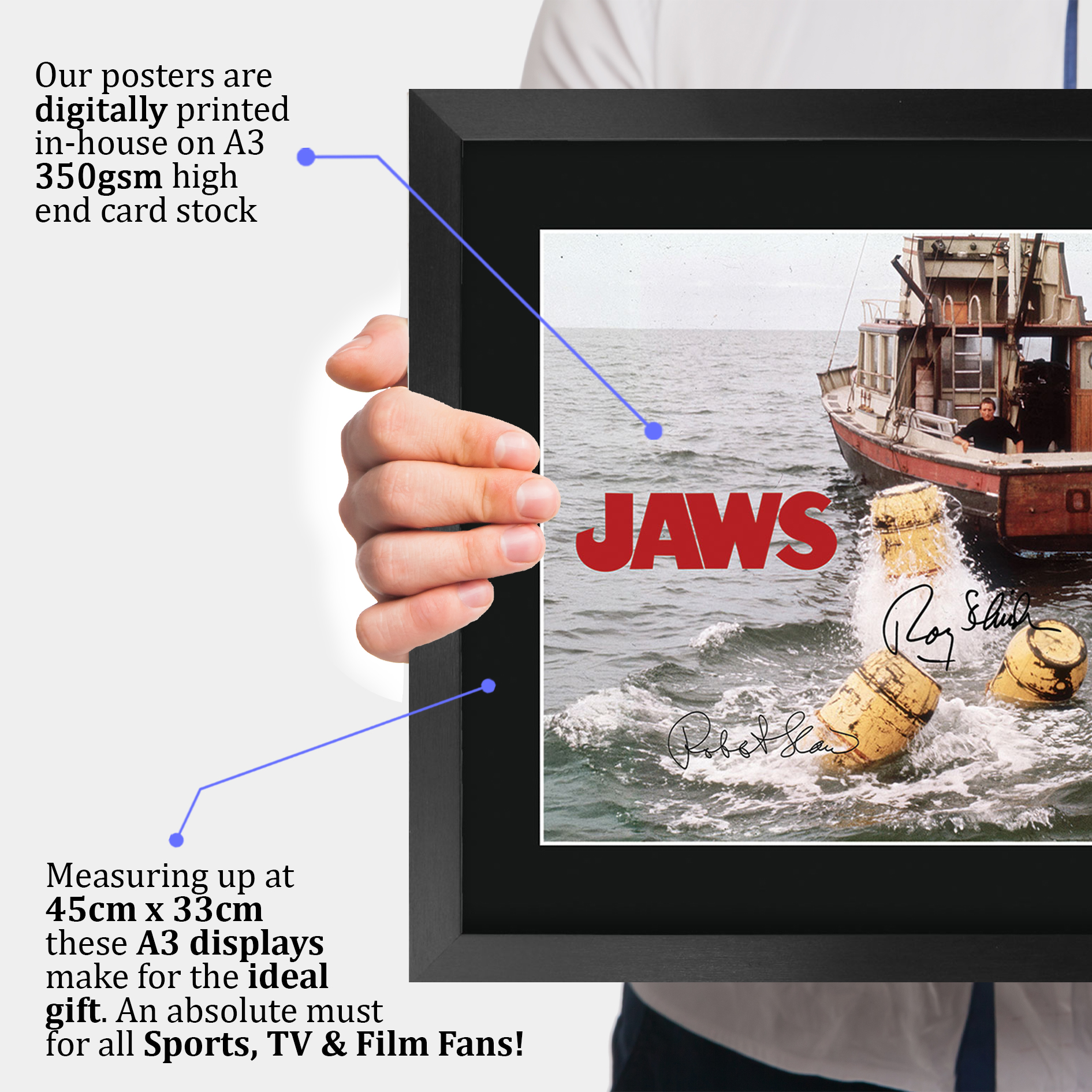 Jaws Ideal Gift Printed Framed Autograph Picture to Movie Memorabilia Fans - Picture 69 of 80