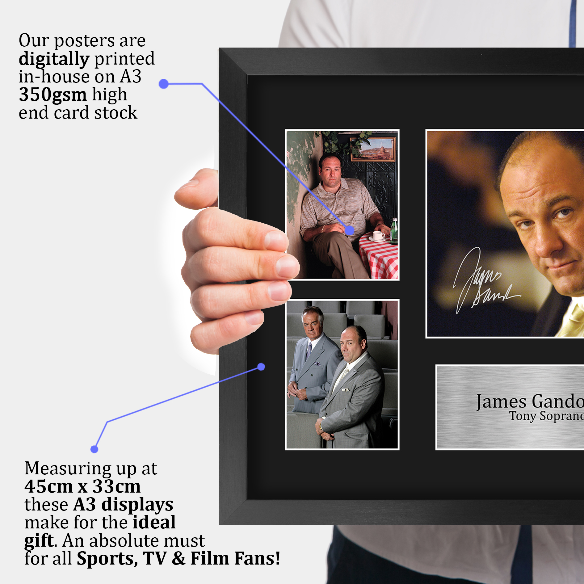HWC Trading James Gandolfini A4 Printed Gift Handtekeningen Uit Giften Van De Sopranos Fotolijsten