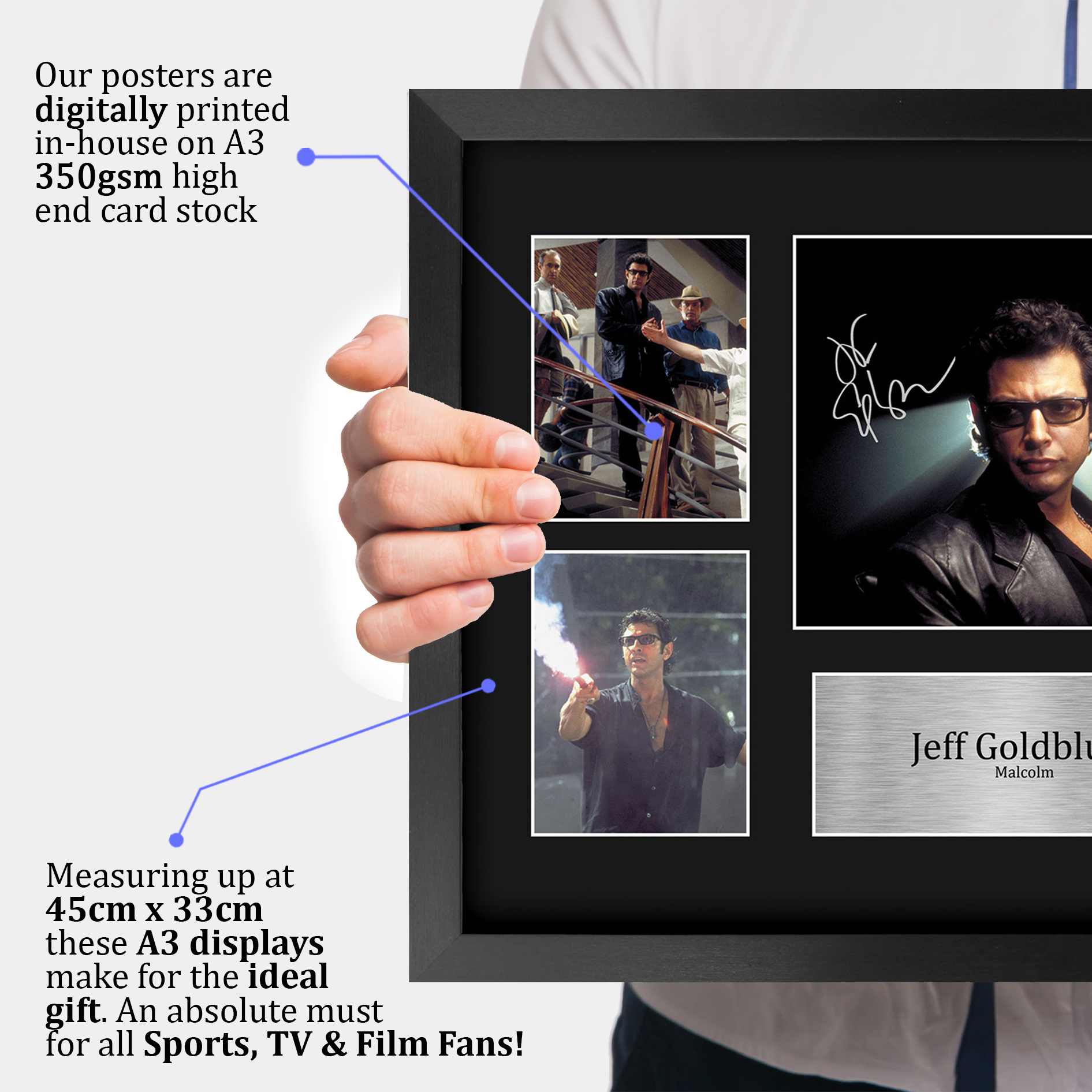 Jeff Goldblum Jurassic Park Gift Framed Autograph Picture Print to Movie Fans - Picture 12 of 24