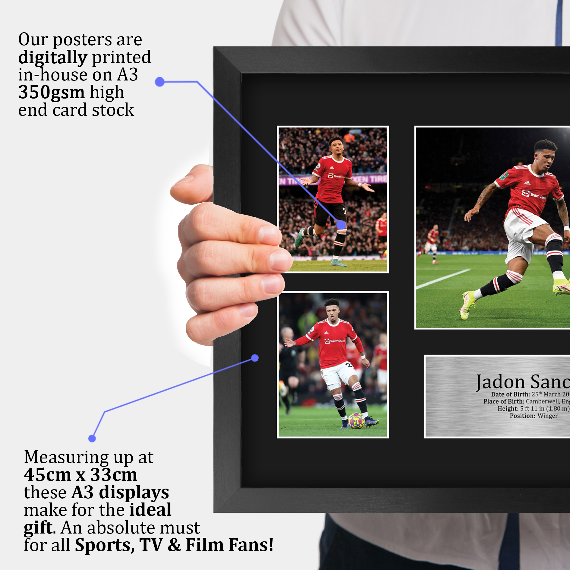 Jadon Sancho Man U Gift Ideas Printed Autograph Picture for Football Fans - Picture 20 of 24