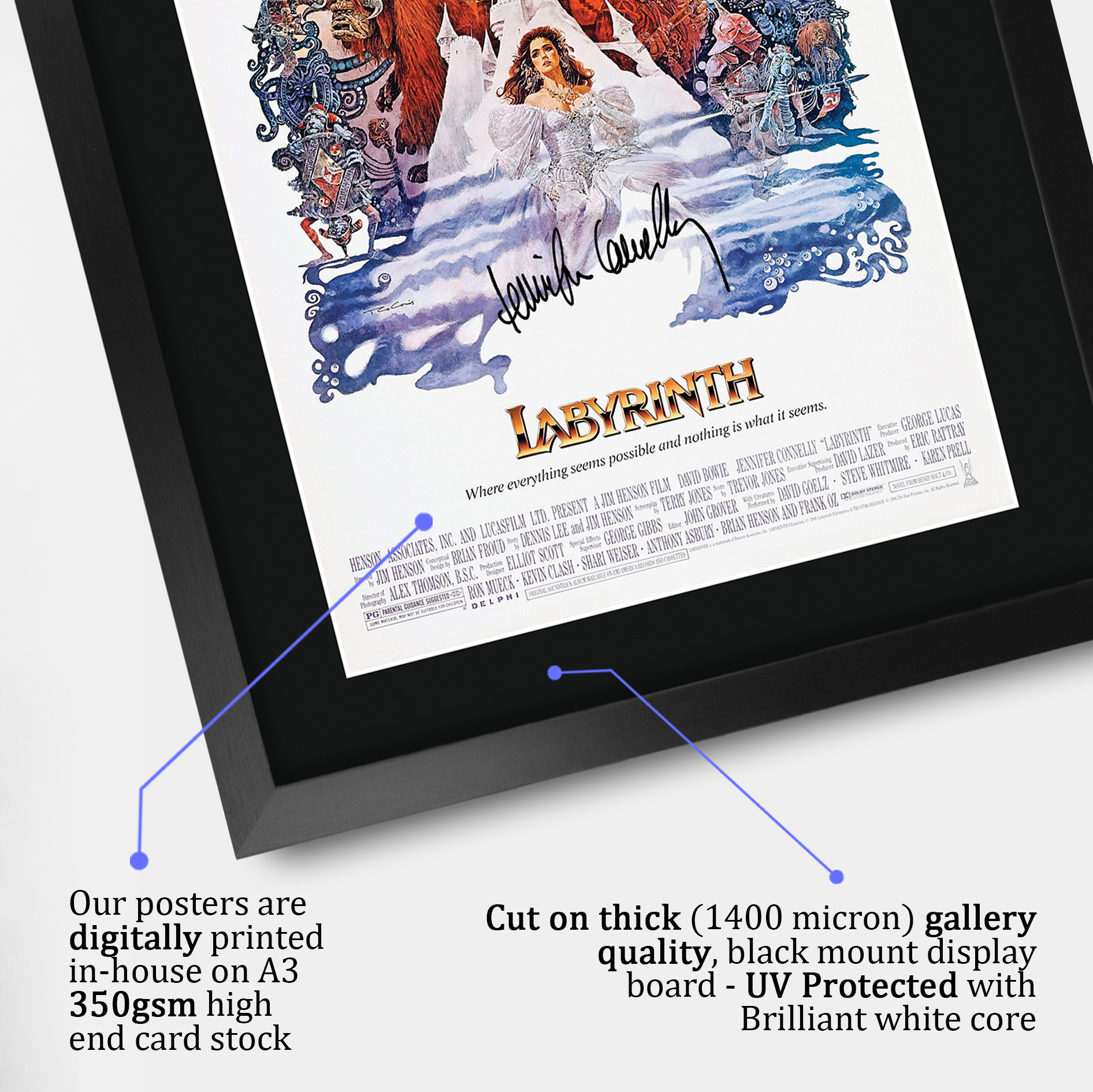Labyrinth Ideal Gift Printed Framed Autograph Picture to Movie Memorabilia Fans - Picture 19 of 45