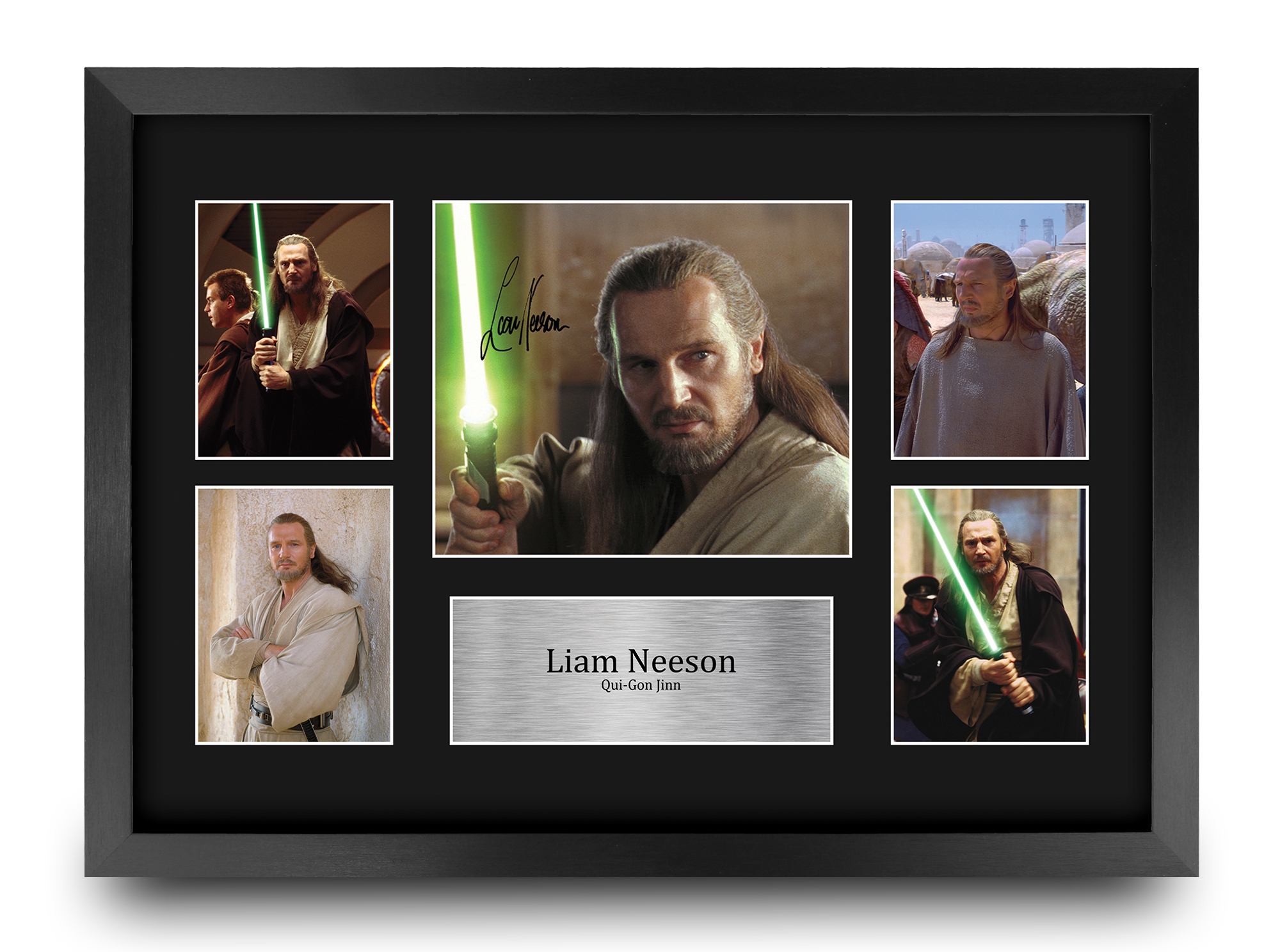 Liam Neeson Star Wars Gift Idea Framed Autograph Picture Print to Movie Fans - Picture 2 of 24