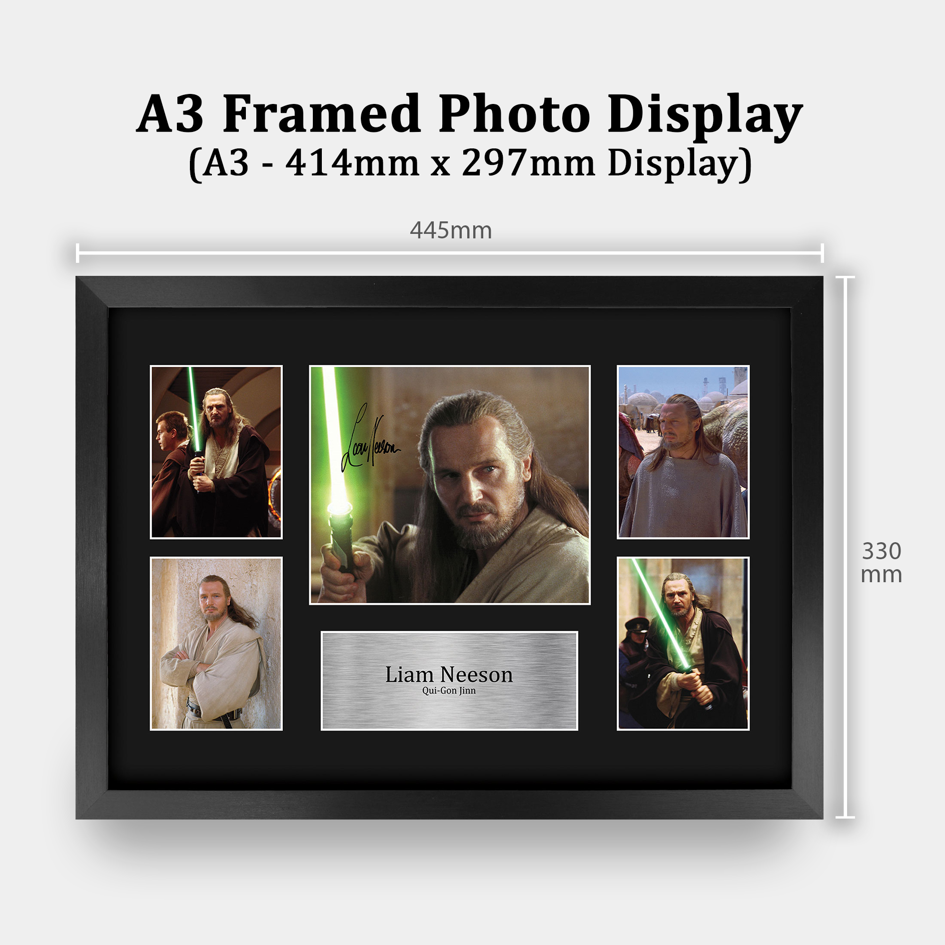 Liam Neeson Star Wars Gift Idea Framed Autograph Picture Print to Movie Fans - Picture 3 of 24