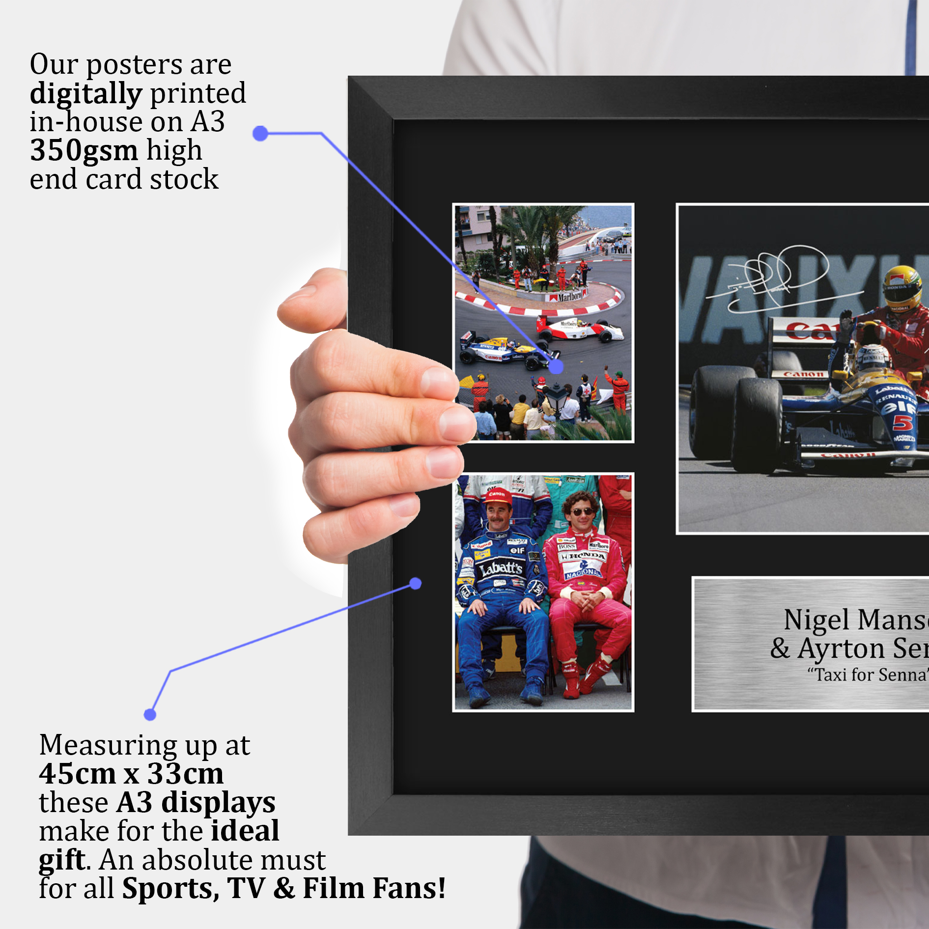 Nigel Mansell & Ayrton Senna Formula 1 Gift Signed A4 Photo Prints to Fans of F1 - Picture 20 of 24