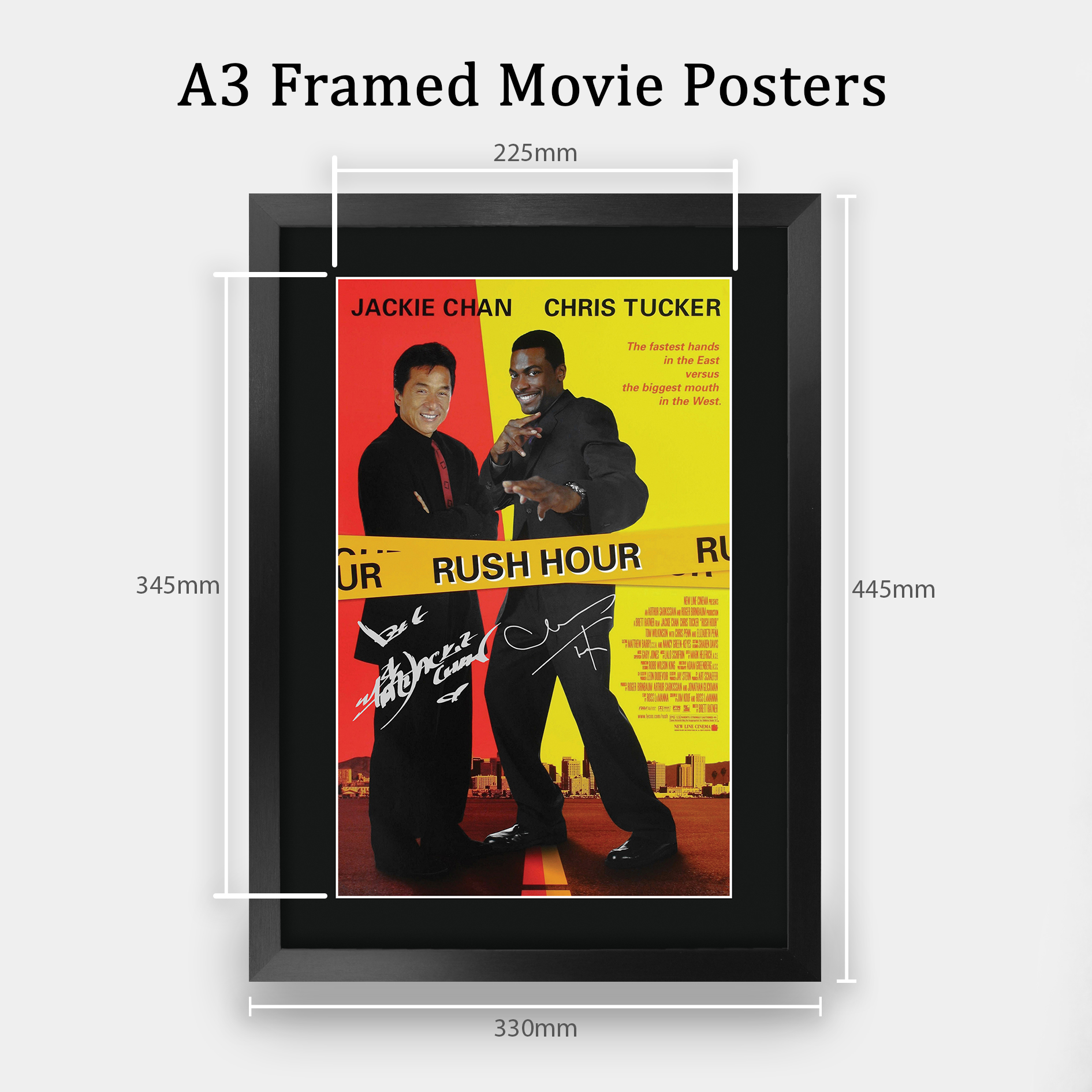 HWC Trading Stampa Con Autografo Jackie Chan E Chris Tucker - Film Rush Hour - Quadro A4 Incorniciato - Regalo Per Collezionisti