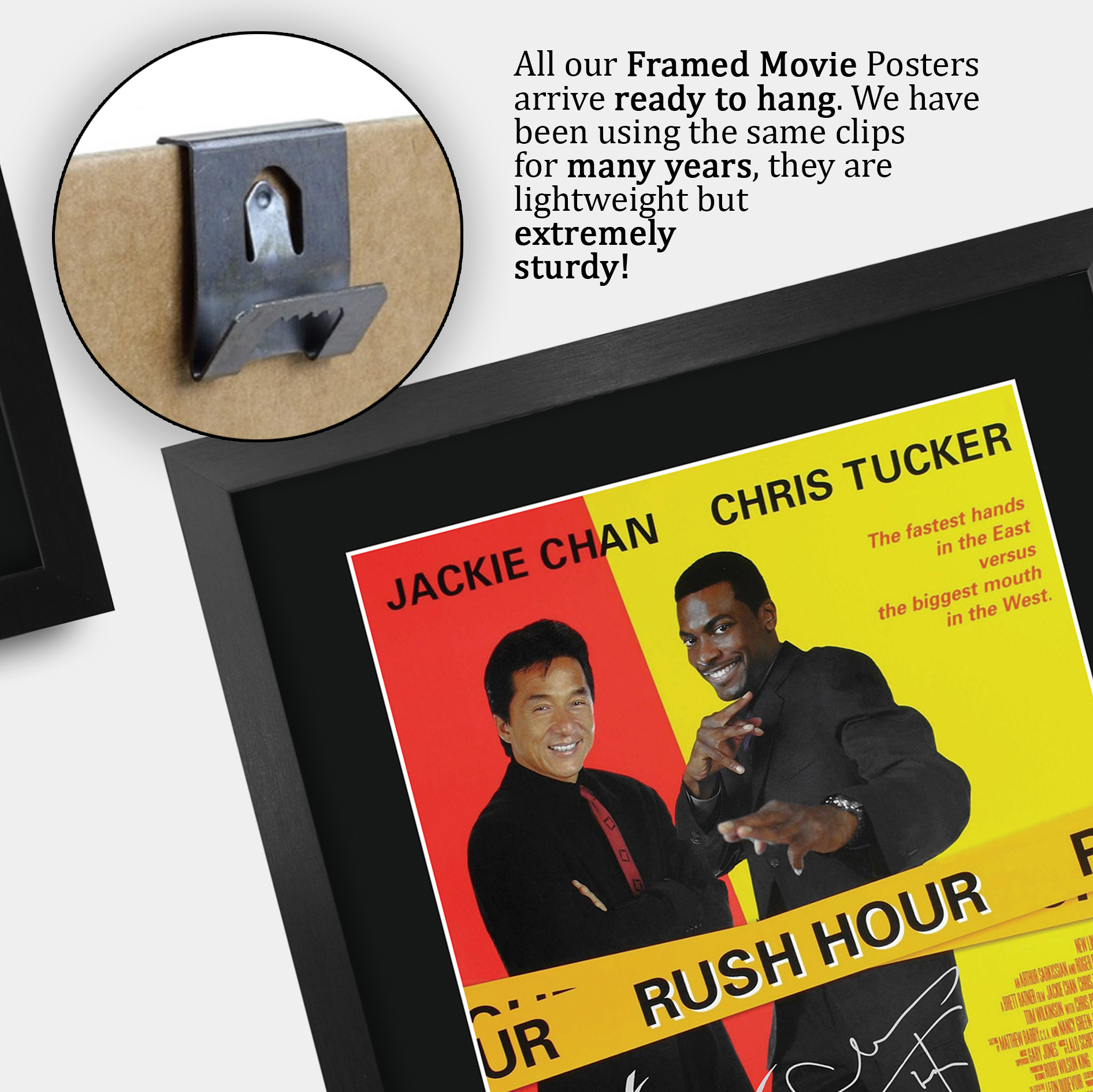 Quadro Con Cornice A4 Jackie Chan E Chris Tucker - Rush Hour - Stampa Con Firma, Regalo Da Collezione - 2