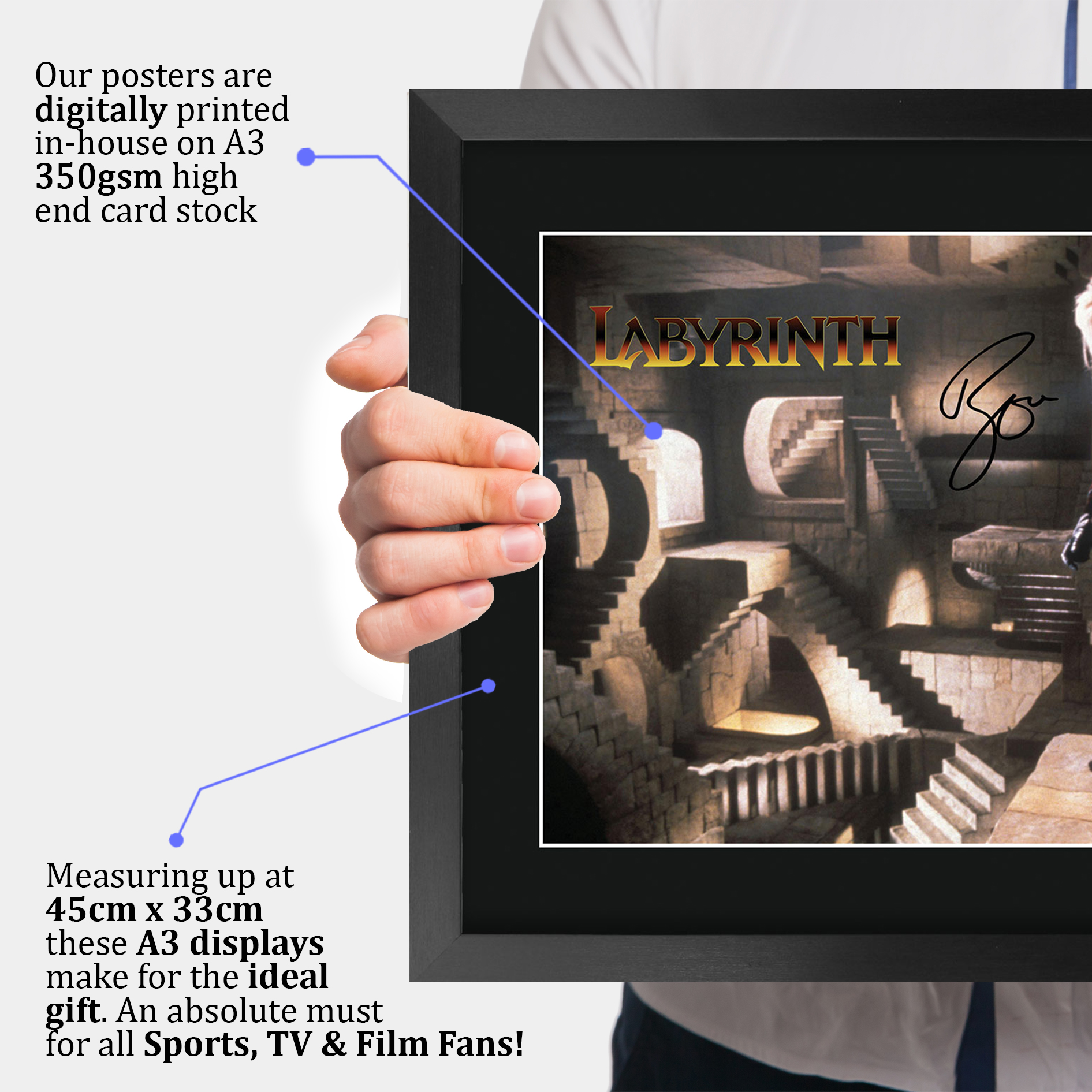 Labyrinth Ideal Gift Printed Framed Autograph Picture to Movie Memorabilia Fans - Picture 4 of 45