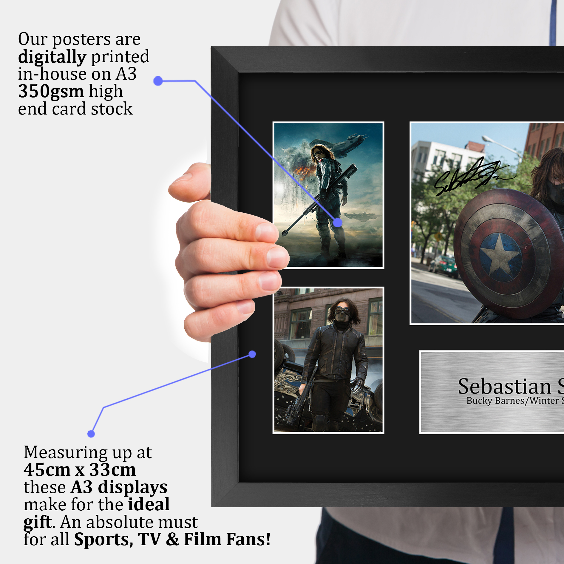 Sebastian Stan Bucky Barnes Gift Signed Autograph Picture Print to Movie Fans - Picture 20 of 24
