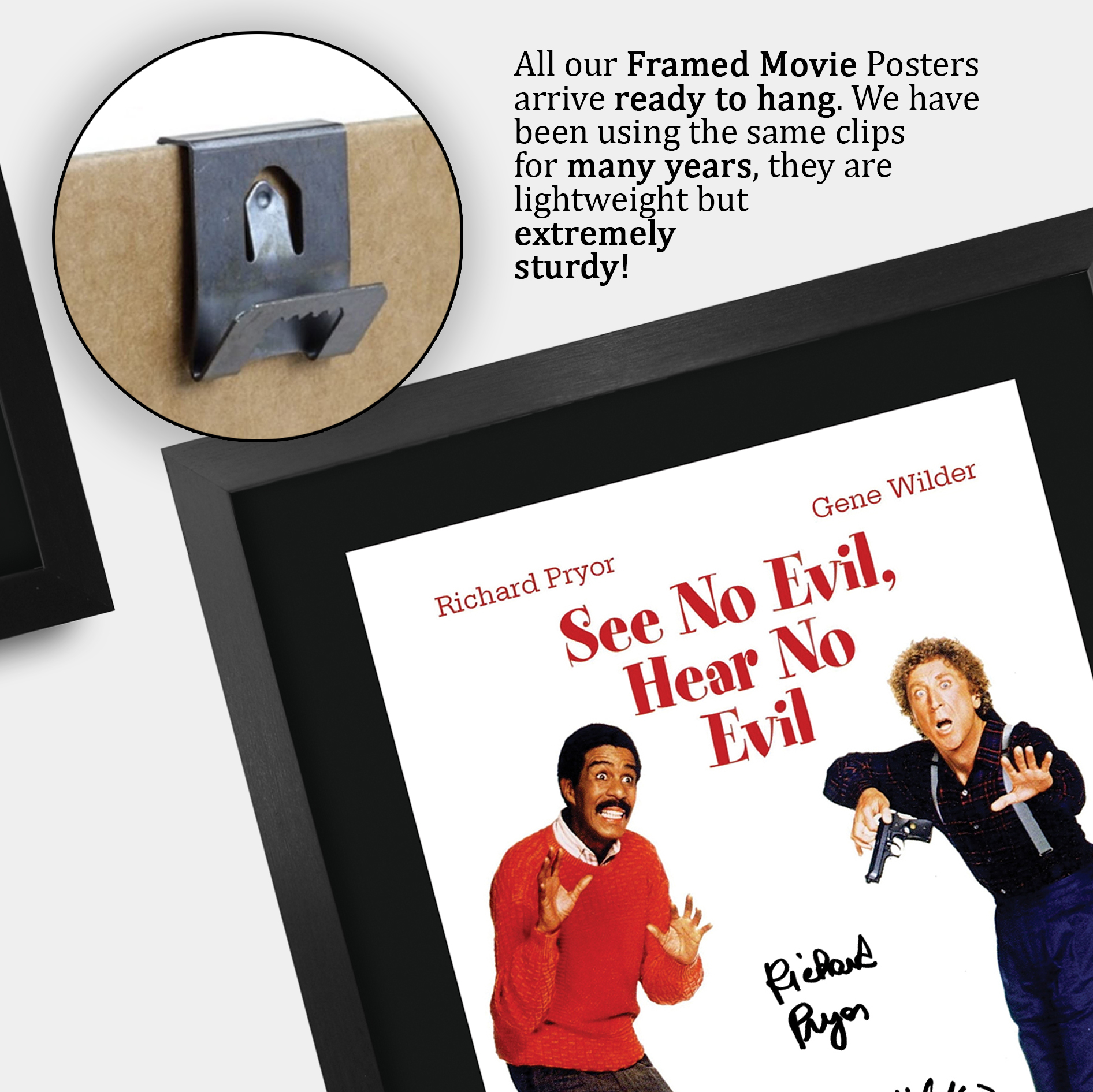 See No Evil Hear No Evil Movie Gene Wilder, Richard Pryor A3 Framed Pic
