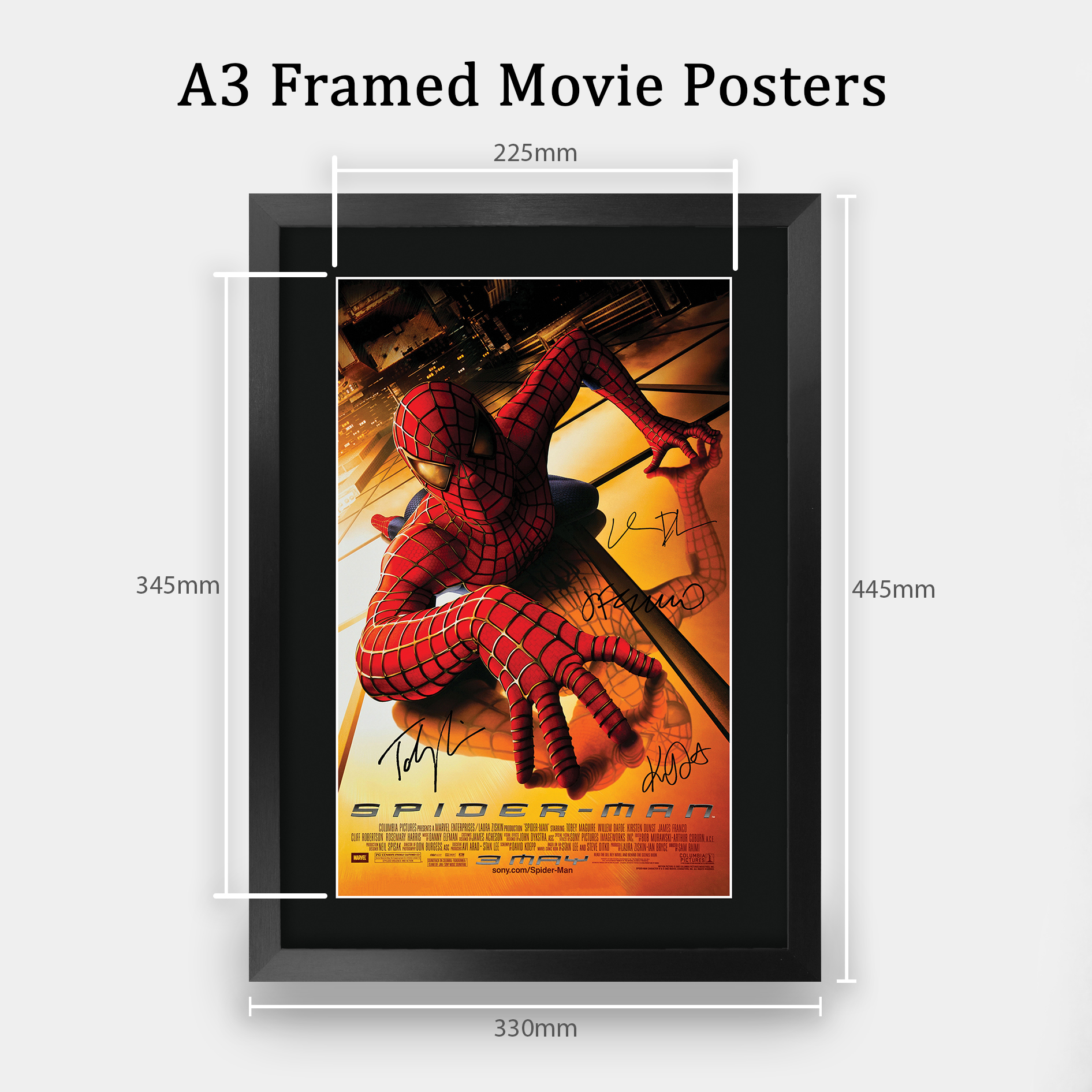 Spider-Man Toby Maguire Gift Idea Printed A3 Framed Poster Signed a Movie Fans - Picture 3 of 22