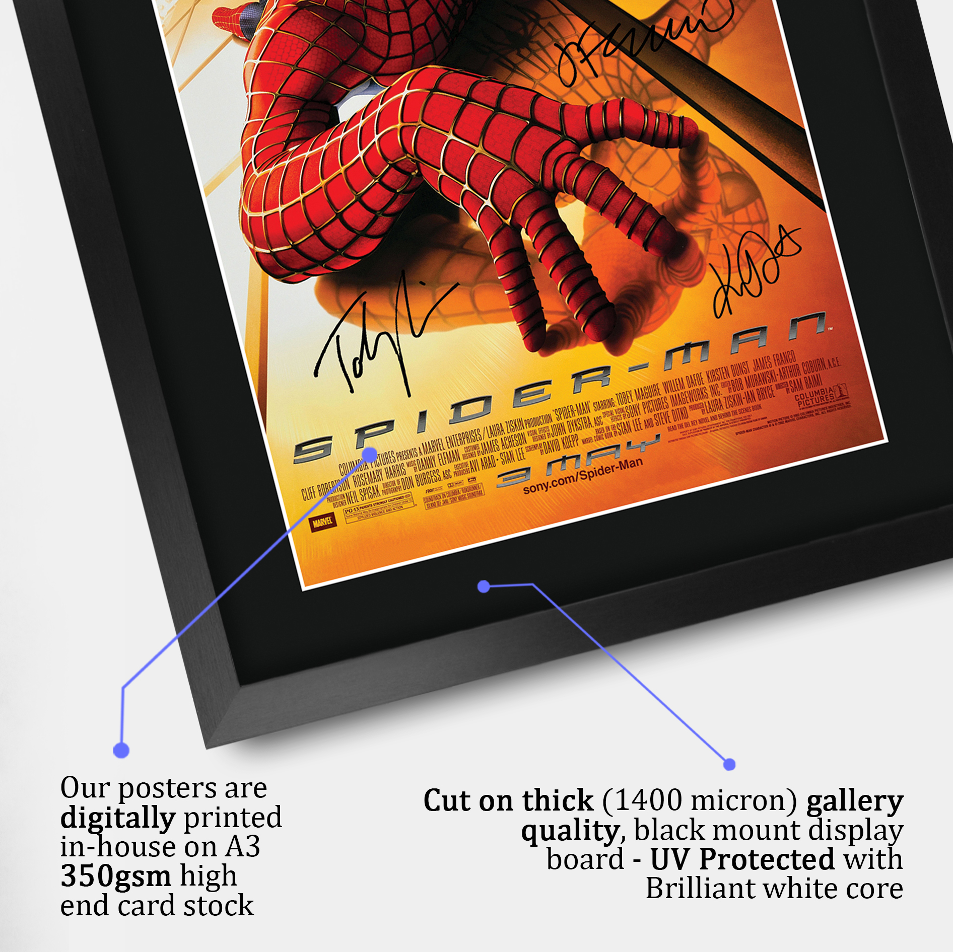 Spider-Man Toby Maguire Gift Idea Printed A3 Framed Poster Signed a Movie Fans - Picture 5 of 22