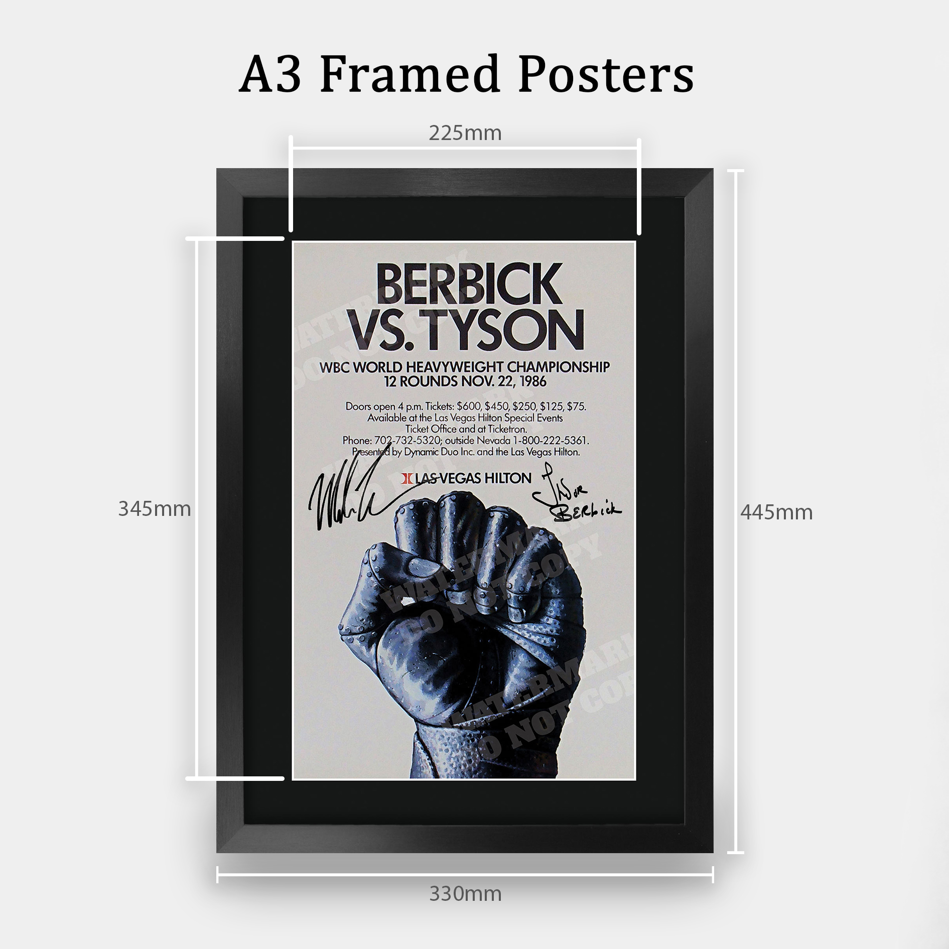 Mike Tyson Signed A3 Framed Fight Poster Boxing Career Autograph Print Poster - Picture 66 of 75