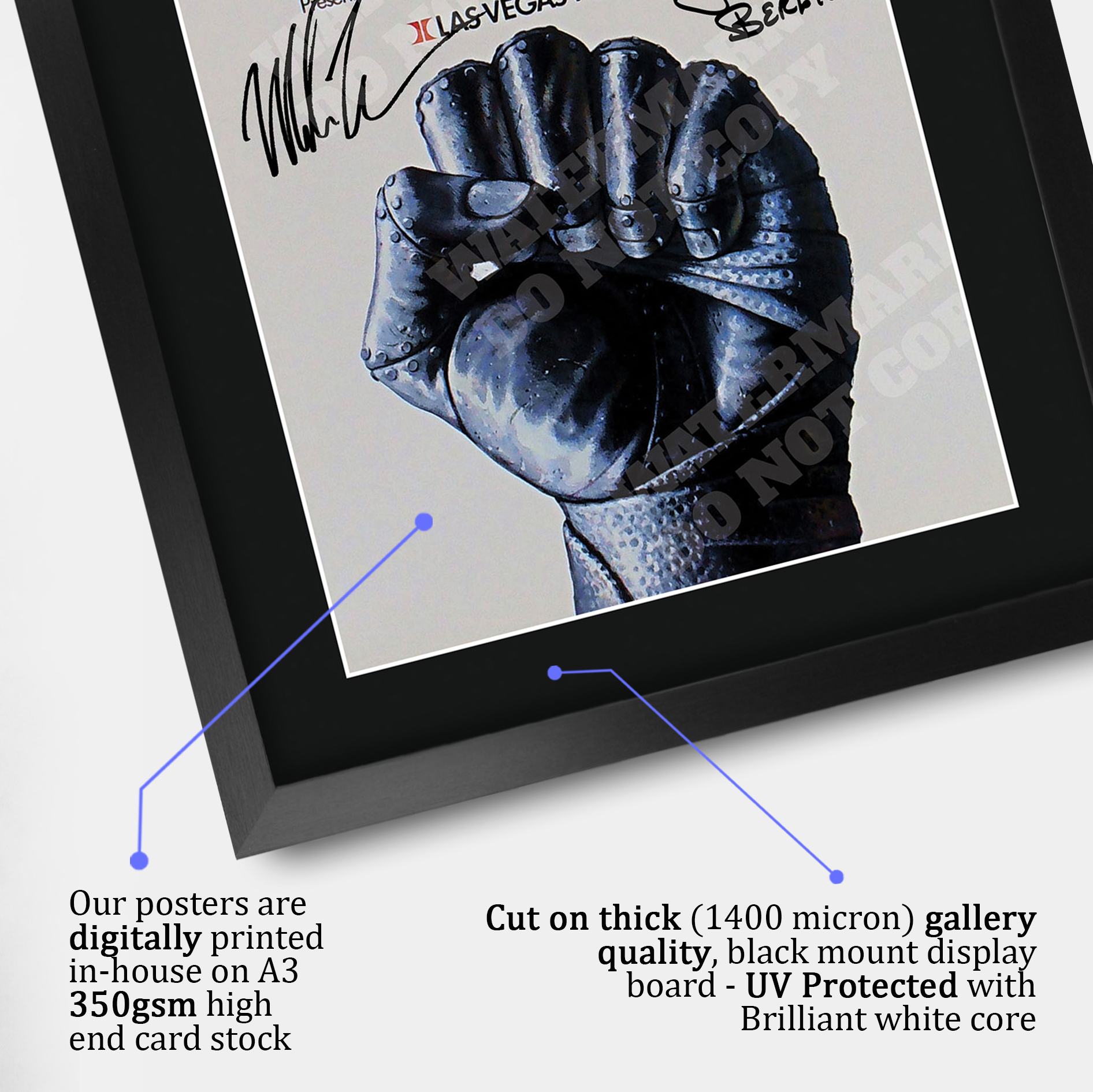 Mike Tyson Signed A3 Framed Fight Poster Boxing Career Autograph Print Poster - Picture 68 of 75