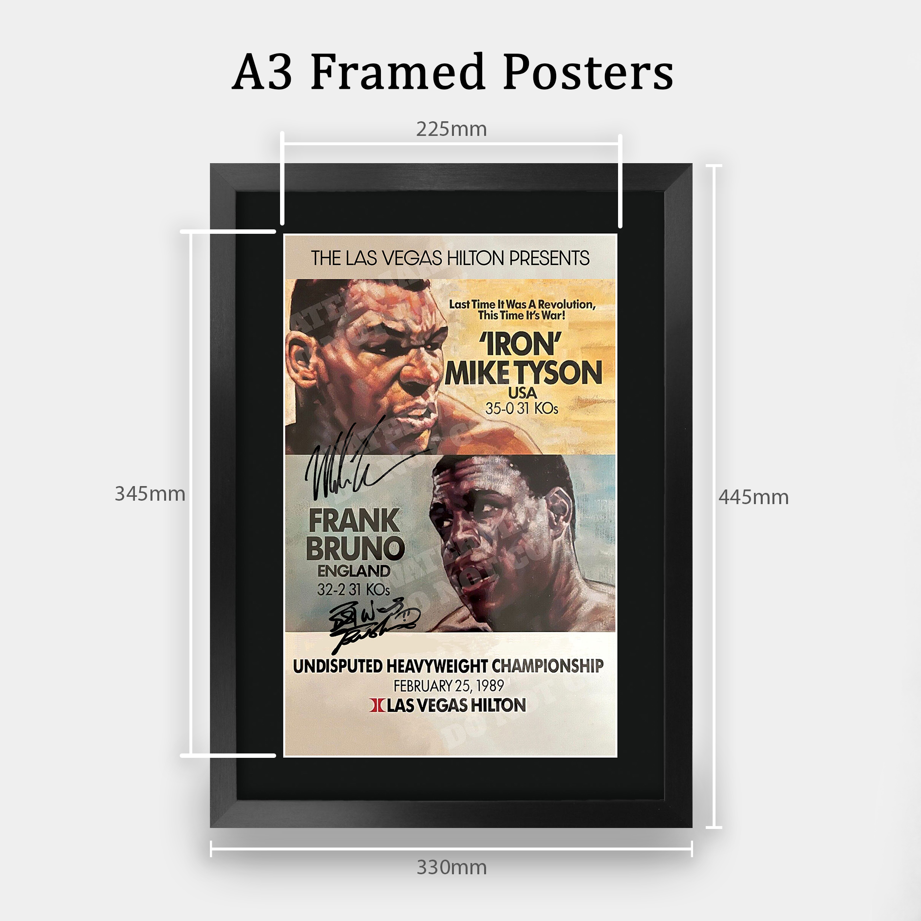 Mike Tyson Signed A3 Framed Fight Poster Boxing Career Autograph Print Poster - Picture 45 of 75