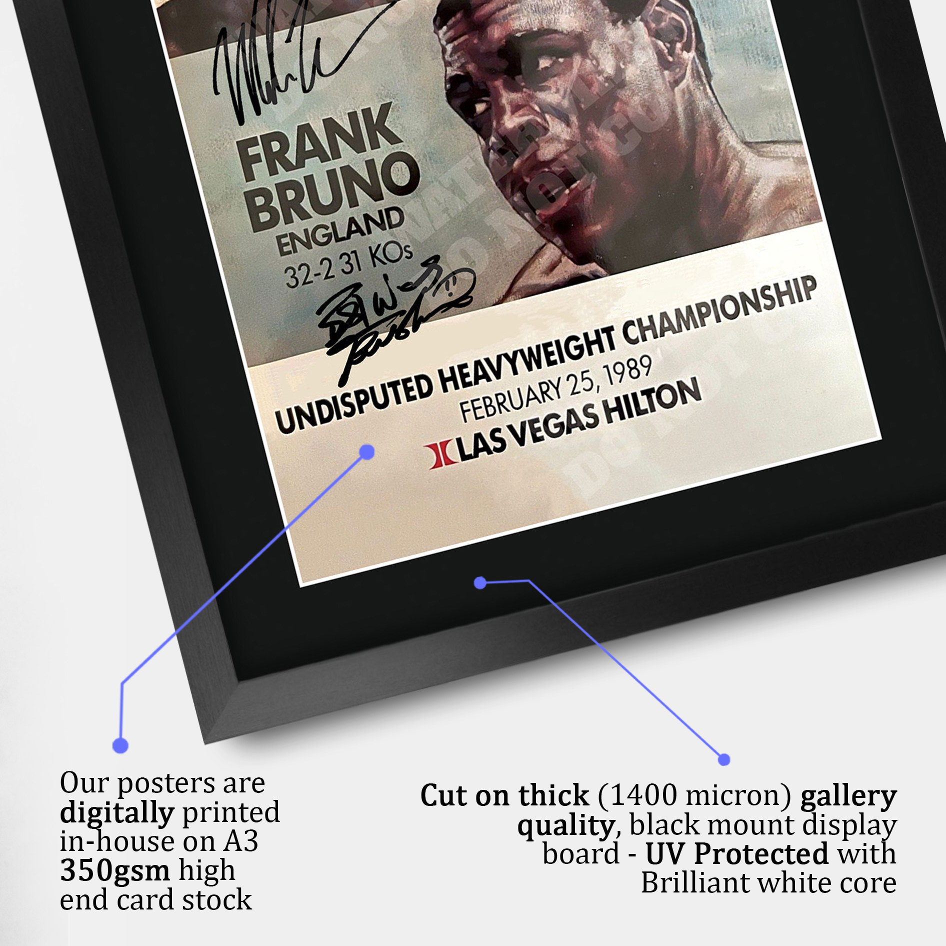 Mike Tyson Signed A3 Framed Fight Poster Boxing Career Autograph Print Poster - Picture 47 of 75