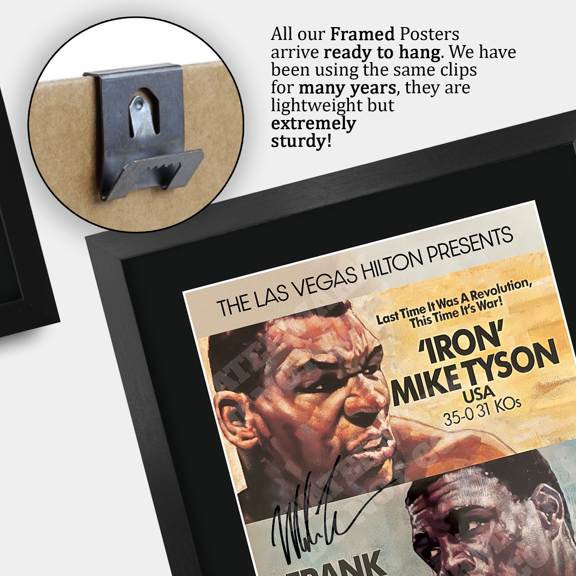 Mike Tyson Signed A3 Framed Fight Poster Boxing Career Autograph Print Poster - Picture 48 of 75