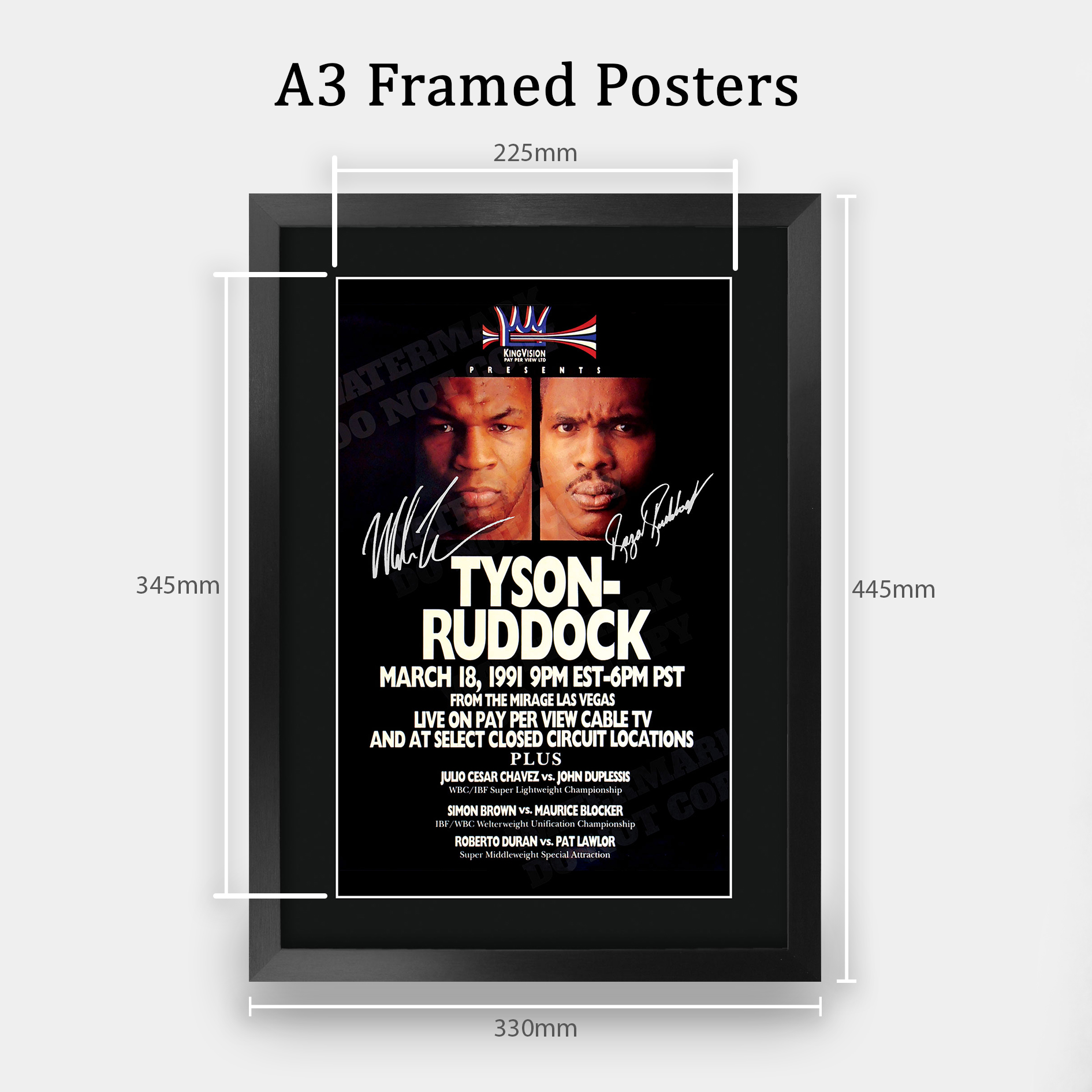 Mike Tyson Signed A3 Framed Fight Poster Boxing Career Autograph Print Poster - Picture 24 of 75