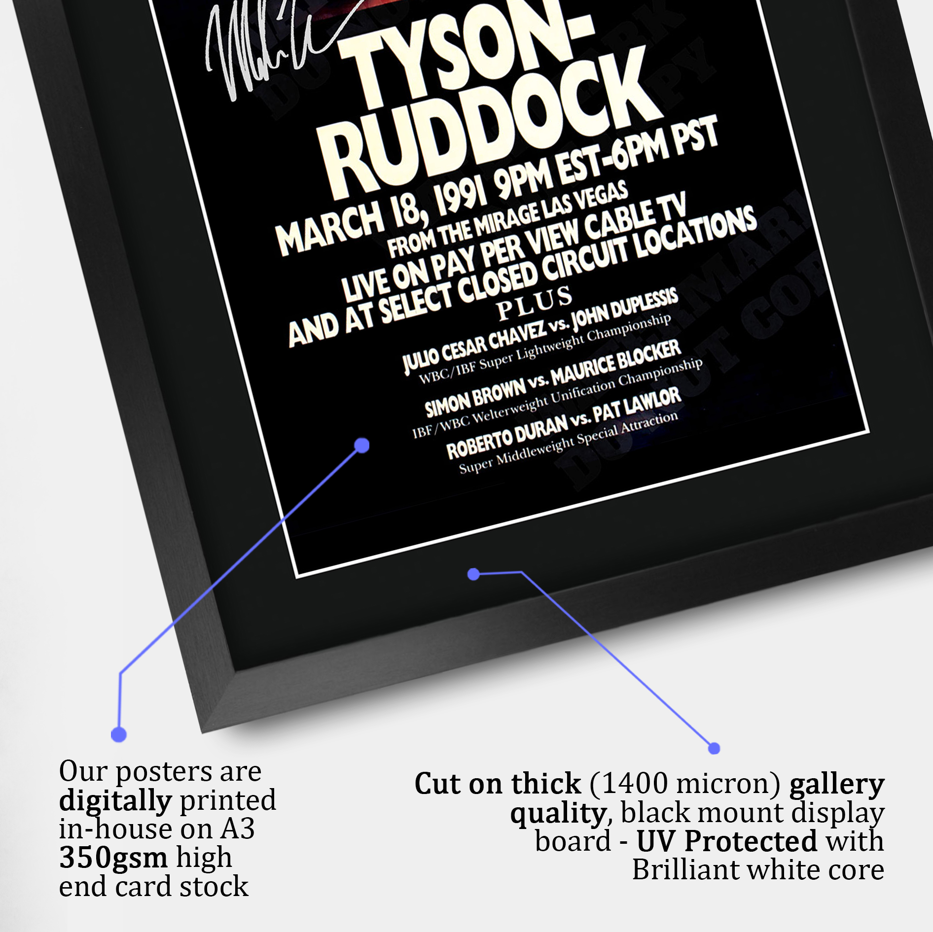 Mike Tyson Signed A3 Framed Fight Poster Boxing Career Autograph Print Poster - Picture 26 of 75