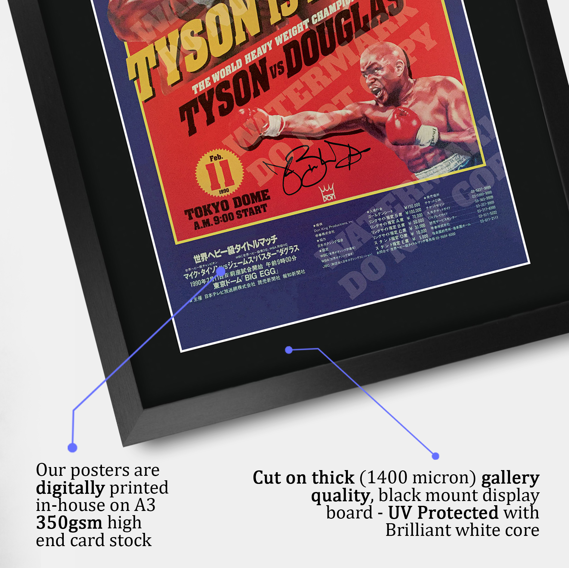 Mike Tyson Signed A3 Framed Fight Poster Boxing Career Autograph Print Poster - Picture 33 of 75