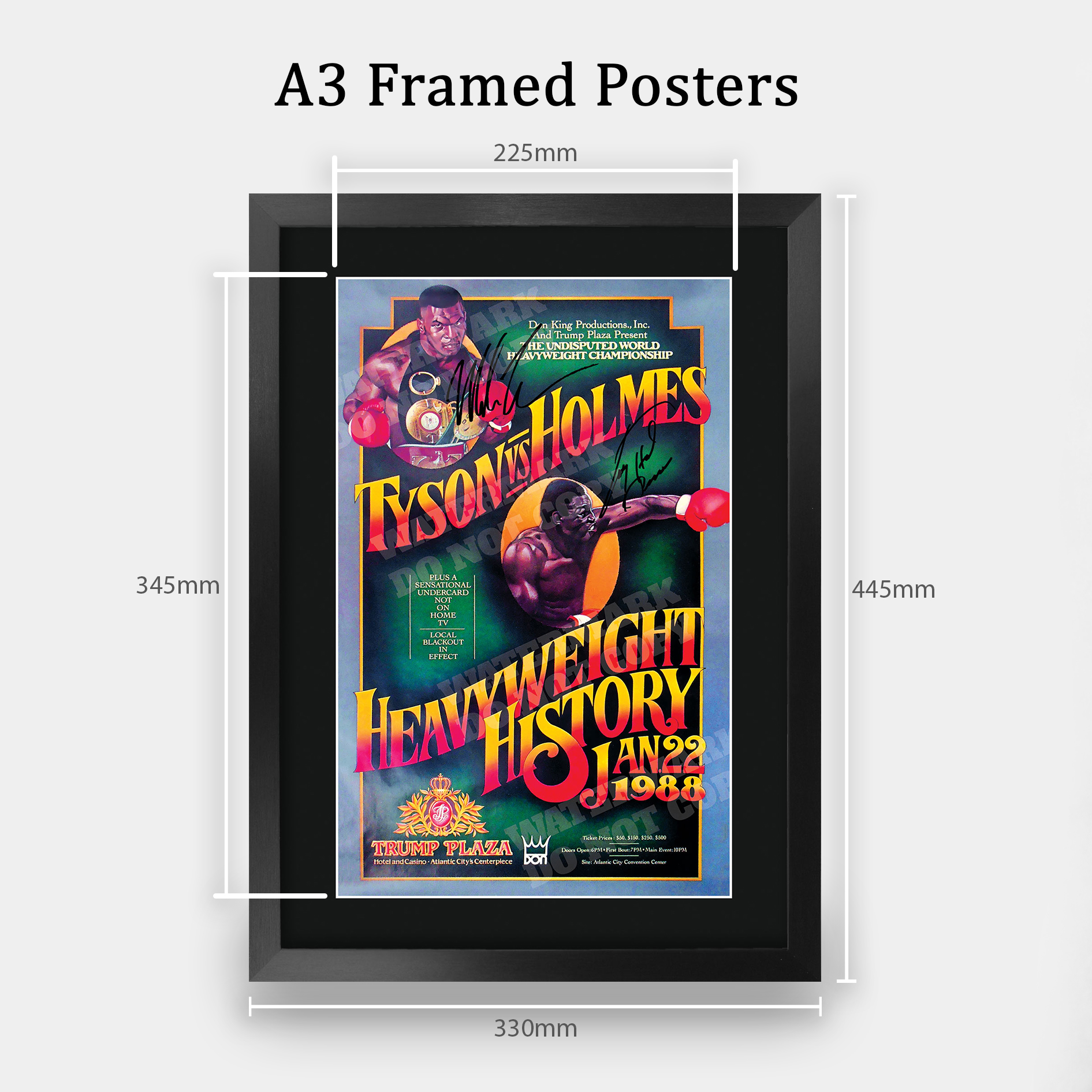 Mike Tyson Signed A3 Framed Fight Poster Boxing Career Autograph Print Poster - Picture 59 of 75