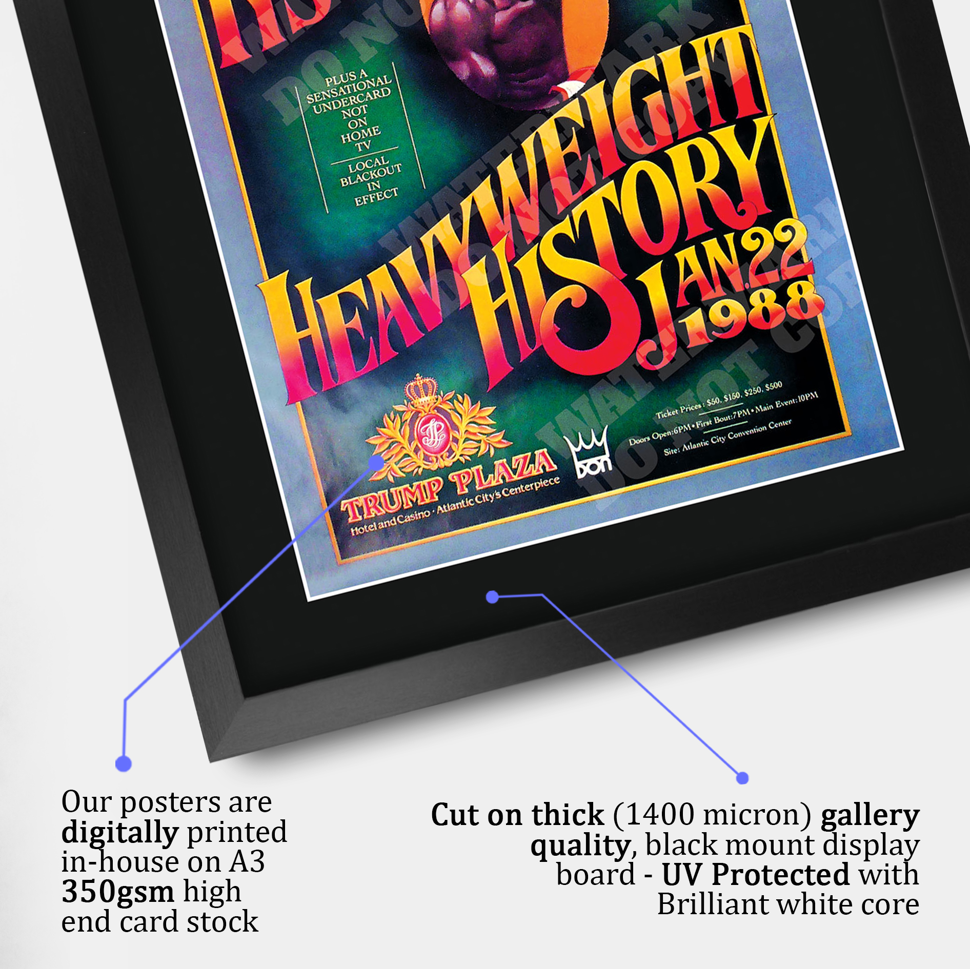 Mike Tyson Signed A3 Framed Fight Poster Boxing Career Autograph Print Poster - Picture 61 of 75