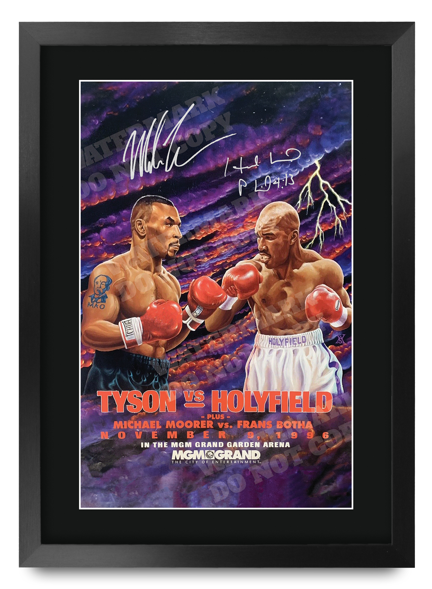 Mike Tyson Signed A3 Framed Fight Poster Boxing Career Autograph Print Poster - Picture 37 of 75