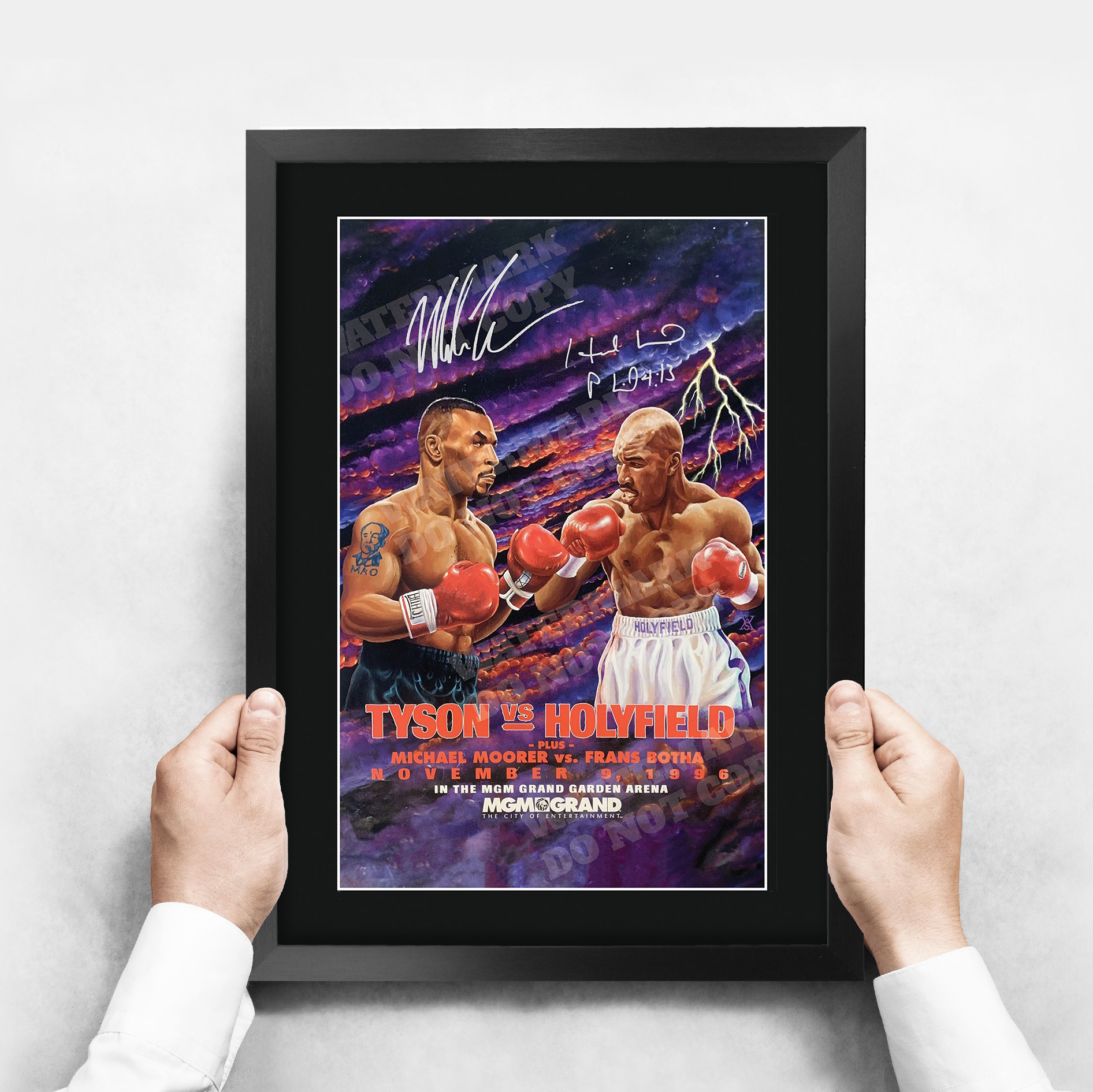 Mike Tyson Signed A3 Framed Fight Poster Boxing Career Autograph Print Poster - Picture 39 of 75