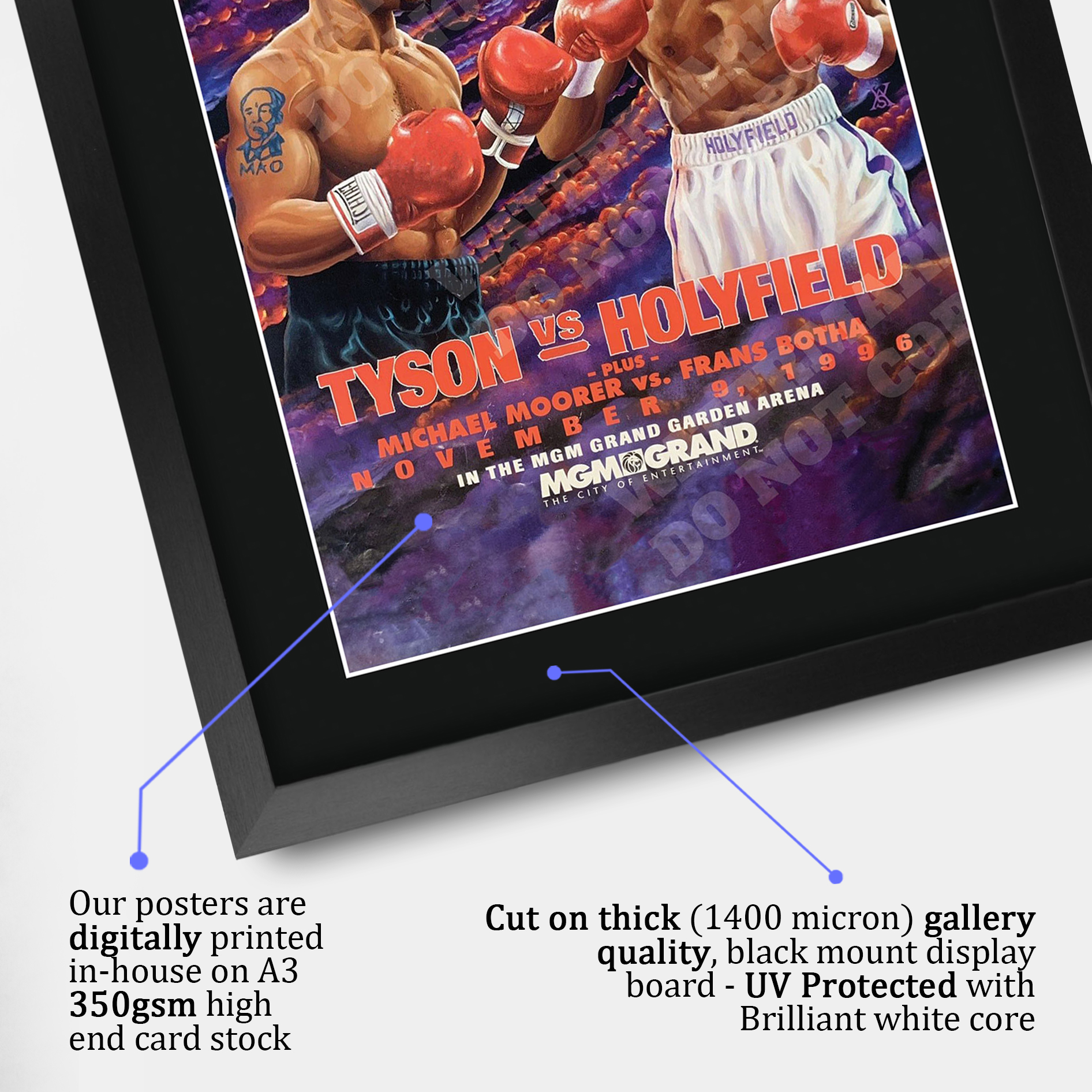 Mike Tyson Signed A3 Framed Fight Poster Boxing Career Autograph Print Poster - Picture 40 of 75