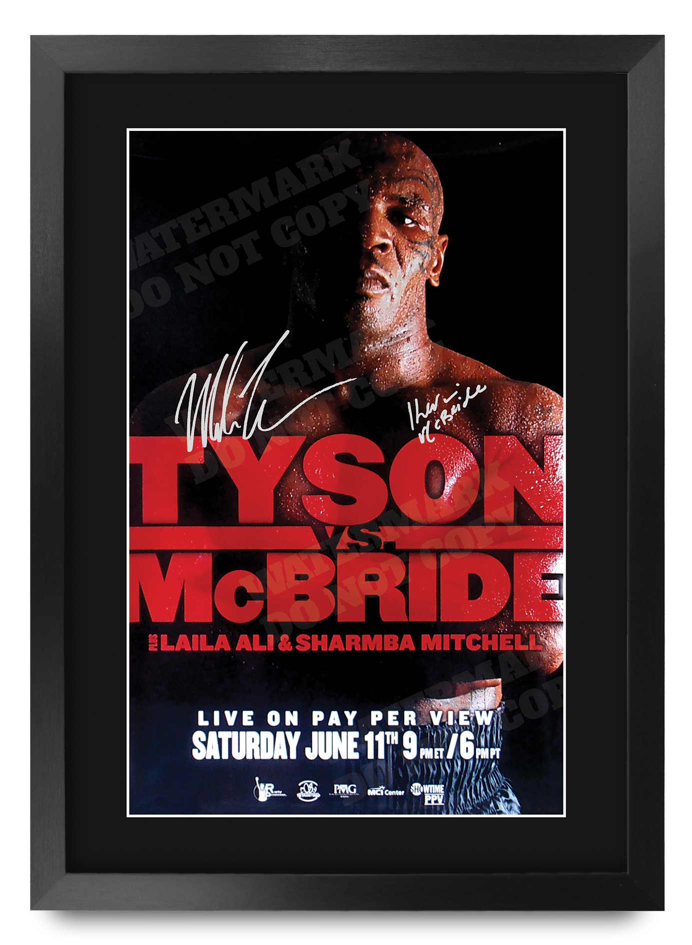 Mike Tyson Signed A3 Framed Fight Poster Boxing Career Autograph Print Poster - Picture 16 of 75