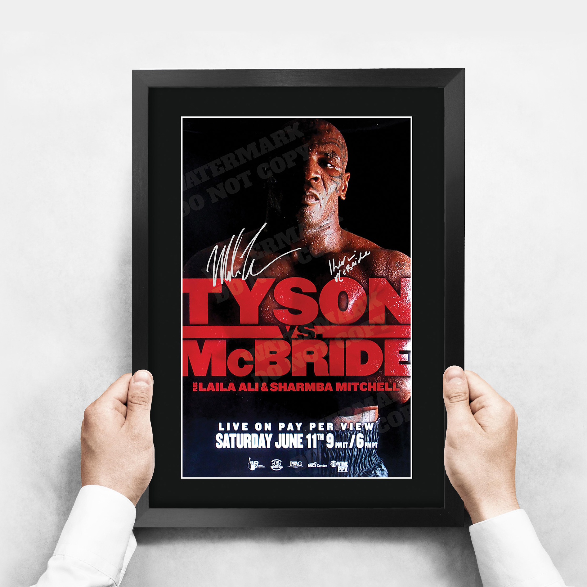 Mike Tyson Signed A3 Framed Fight Poster Boxing Career Autograph Print Poster - Picture 18 of 75