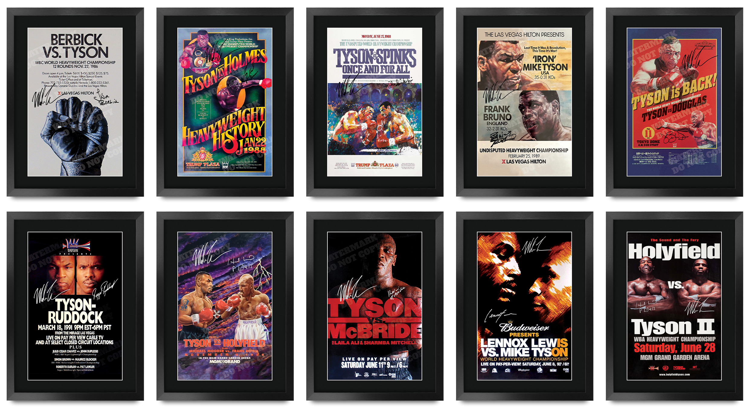 Mike Tyson Signed A3 Framed Fight Poster Boxing Career Autograph Print Poster - Picture 74 of 75